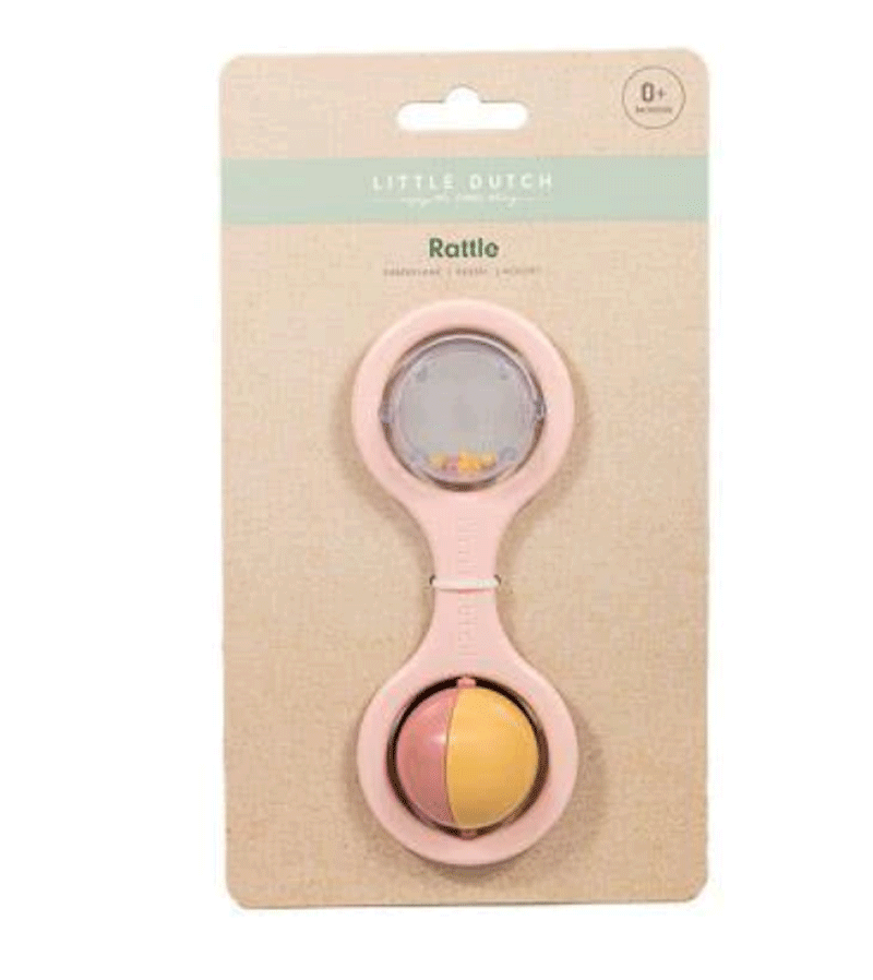 Little Dutch Rose Ball Rattle - Soft Baby Teether Toy with Gentle Sound for Newborns & Infants - Perfect for Sensory Play, Early Development & Nursery Decor