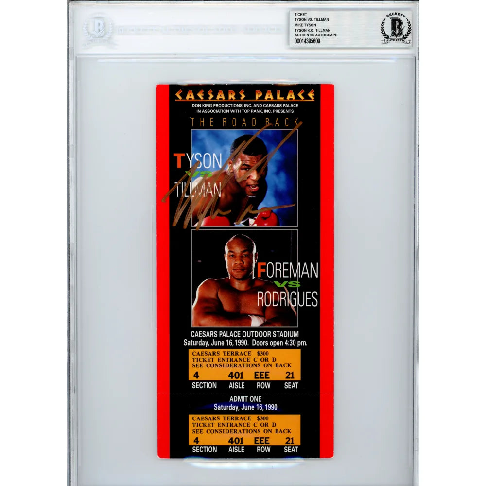 Authentic Mike Tyson vs. Alex Tillman Signed Boxing Ticket 6/16/1990 with COA - Rare Sports Memorabilia for Collectors & Boxing Fans - Perfect for Man Cave, Sports Bar Decor or Gift for Boxing Enthusiasts
