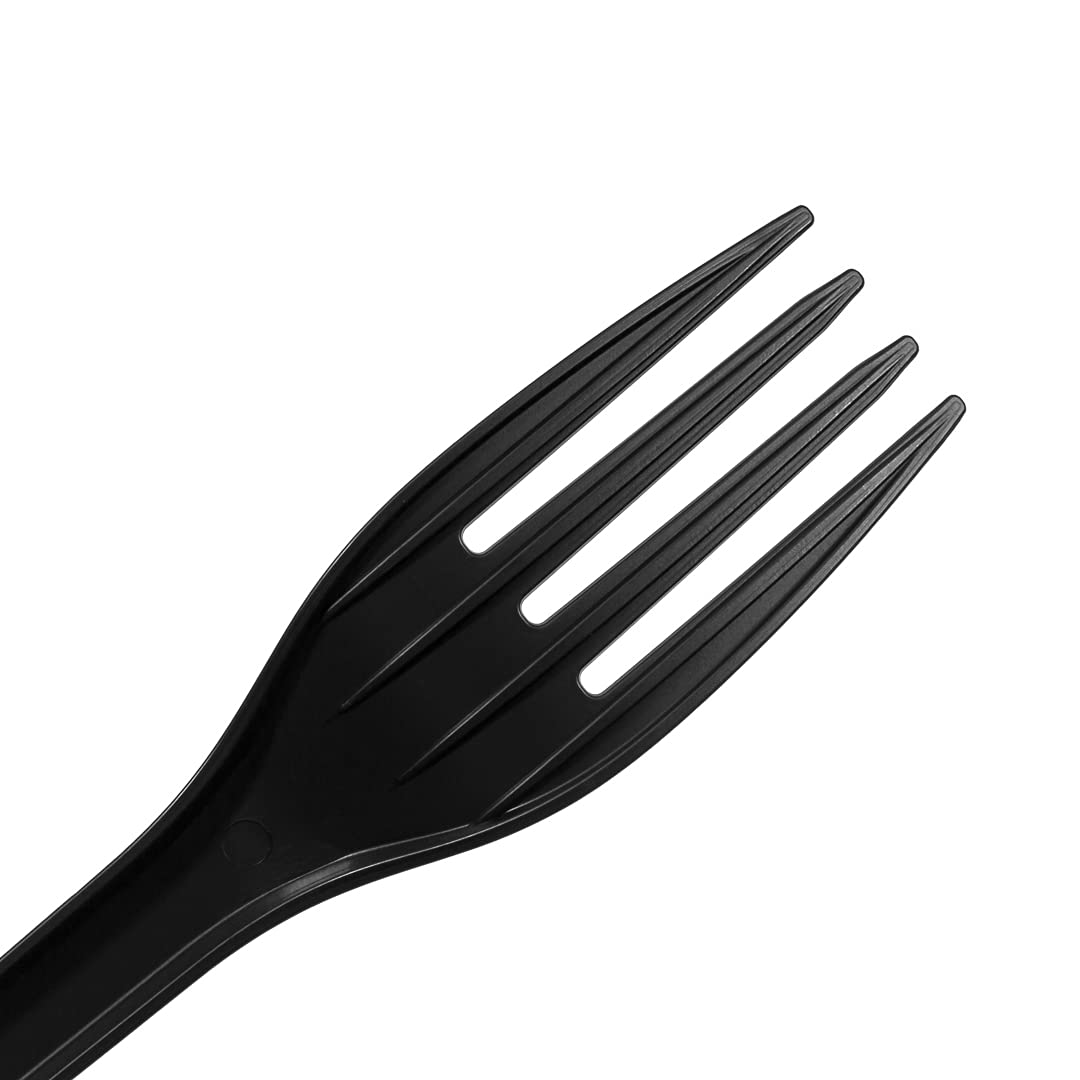 Eco-Friendly 6.5 Inch Compostable Forks - 250 Individually Wrapped Plant-Based Disposable Cutlery | BPI-Certified Black CPLA Plastic Utensils for Hot & Cold Foods | Perfect for Restaurants, Catering, Picnics & Outdoor Events