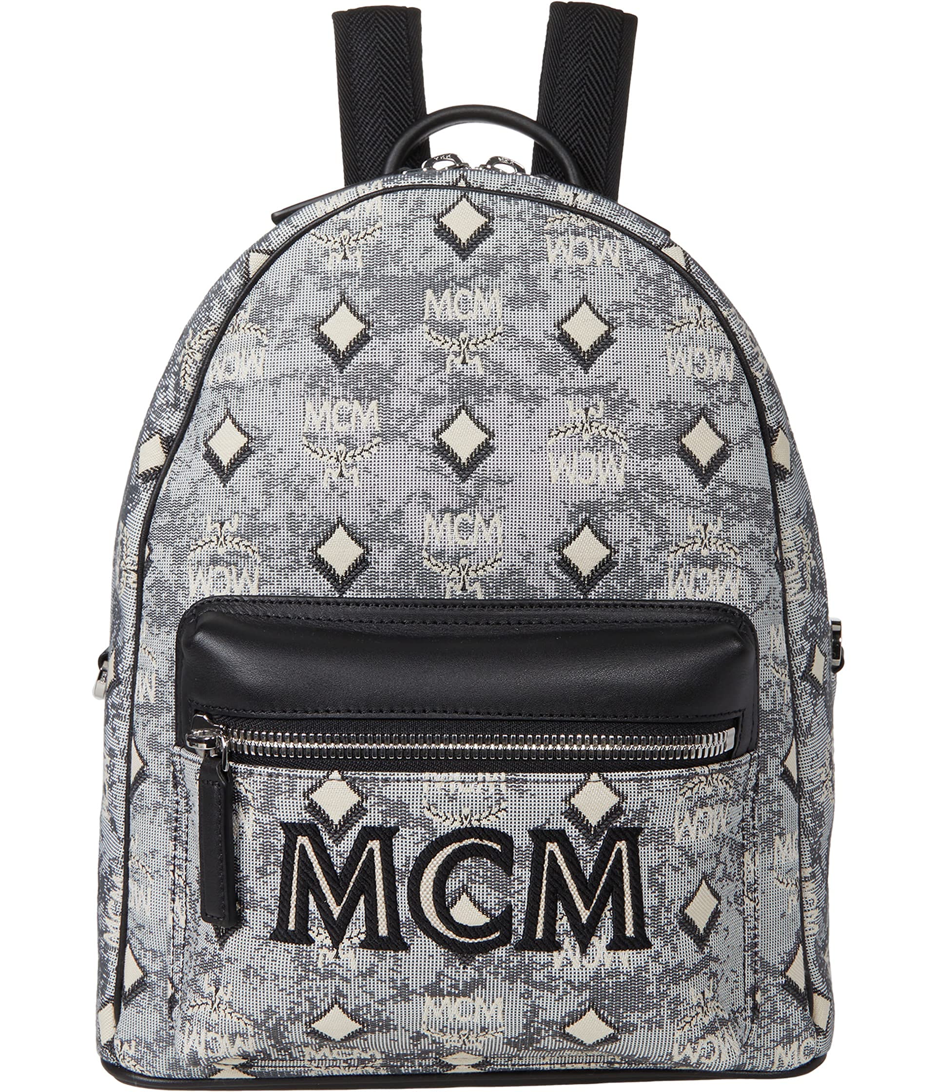 MCM Vintage Jacquard Small Backpack - Grey Crossbody Bag for Women | Stylish & Durable Designer Purse for Travel, Work & Everyday Use