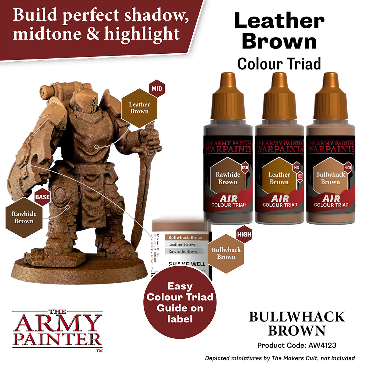 Warpaints Air: Bullwhack Brown - Premium Matte Acrylic Paint for Miniatures & Models - Perfect for Wargaming, Cosplay, and DIY Craft Projects