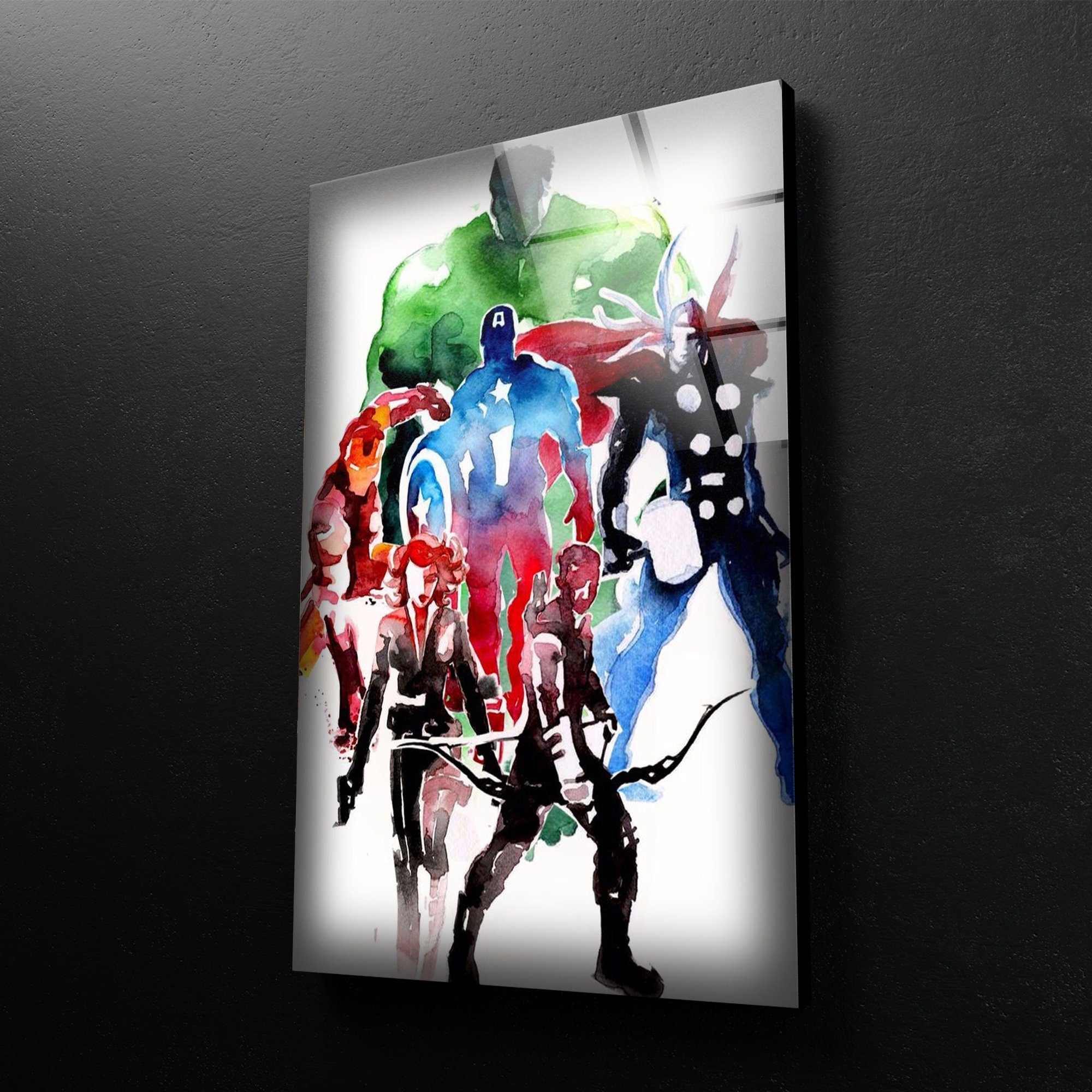 Marvel Avengers Superheroes Oil Painting Glass Wall Art - Premium Home Decor for Living Room, Bedroom & Office