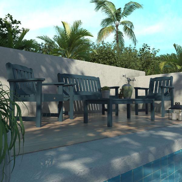 Lehigh 5-Piece Outdoor Garden Conversation Set - Patio Furniture with Cushions for Backyard, Deck, or Poolside Relaxation