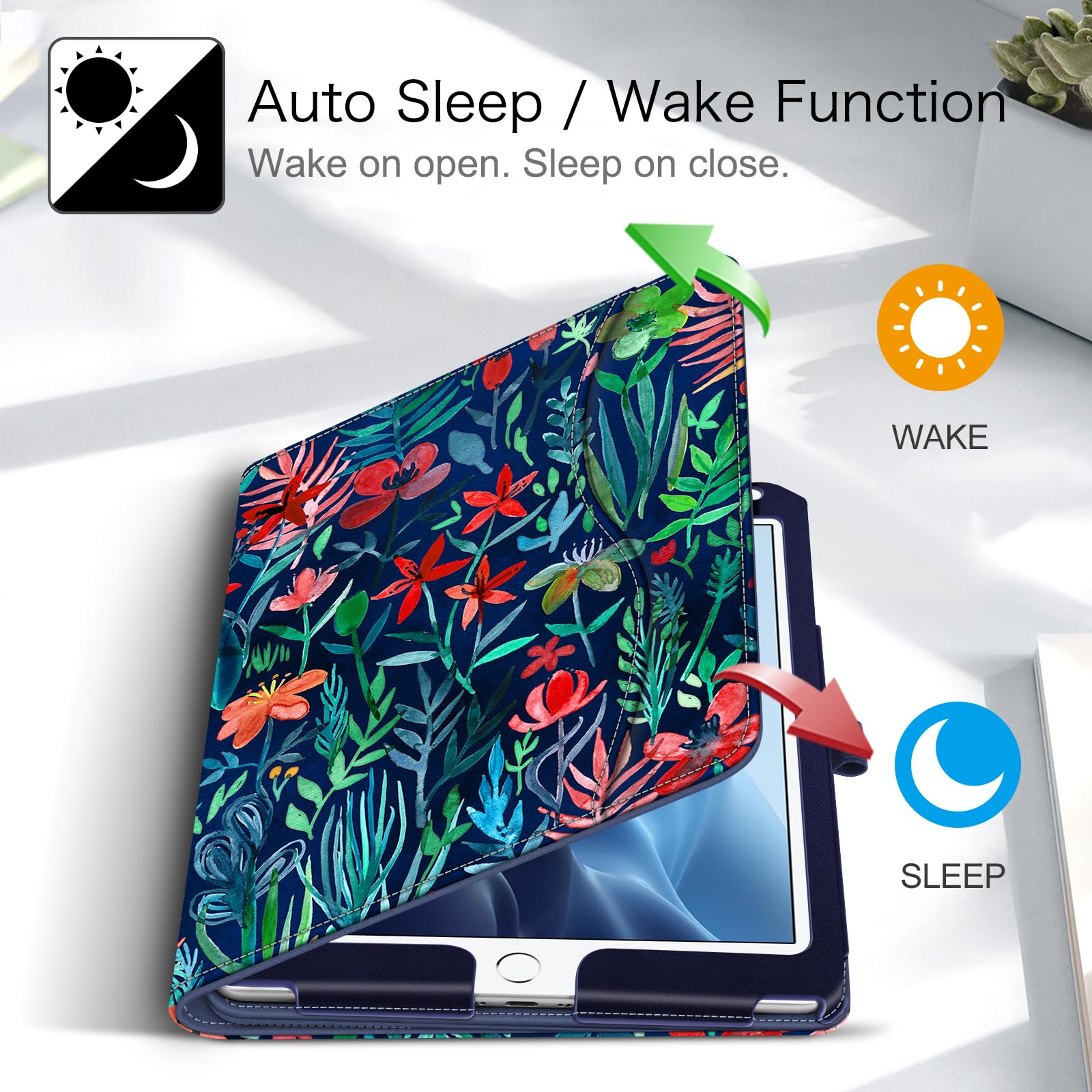Fintie Protective Case for iPad 6th/5th Gen & iPad Air 2/Air 1 (9.7 Inch 2018/2017 Model) - Shockproof Corner Protection, Multi-Angle Stand with Storage Pocket, Jungle Night Print - Perfect for Work, School & Travel Use