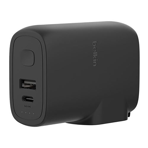 Belkin 25W Hybrid Wall Adapter with 5000mAh Battery - Fast Charging for iPhone, Samsung & More - Perfect for Travel, Home & Office Use