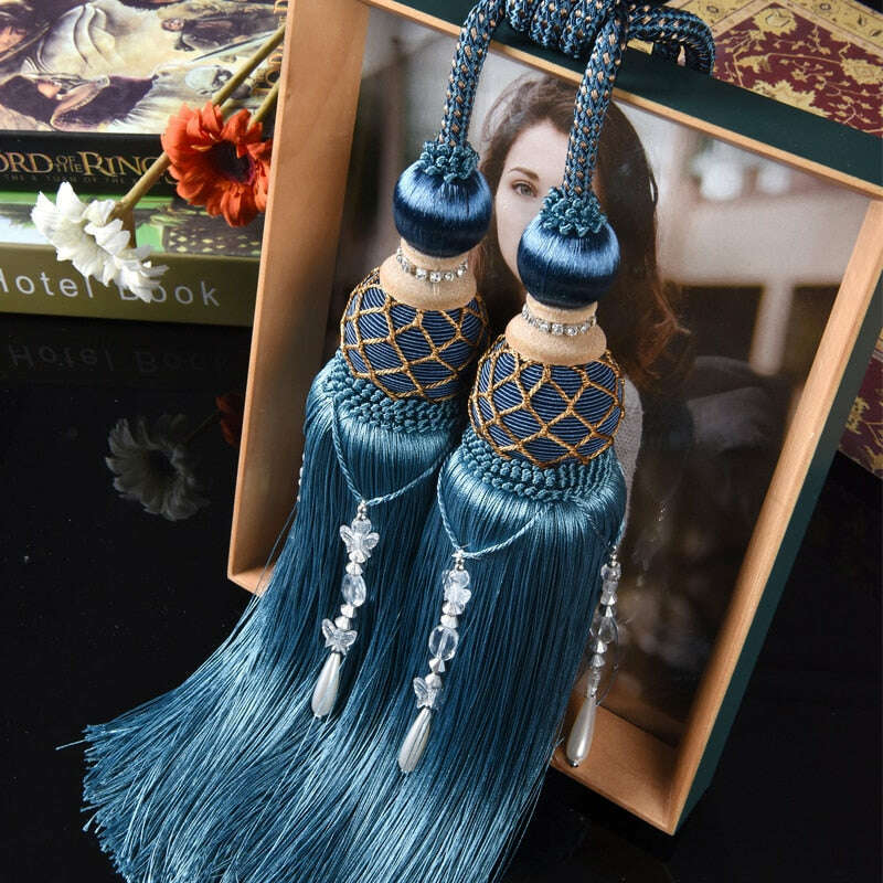 Grace Decorative Tassel Tieback - Elegant Window Curtain Holdbacks for Living Room, Bedroom & Drapes - Gold & Beige Home Decor Accessories (Set of 2)