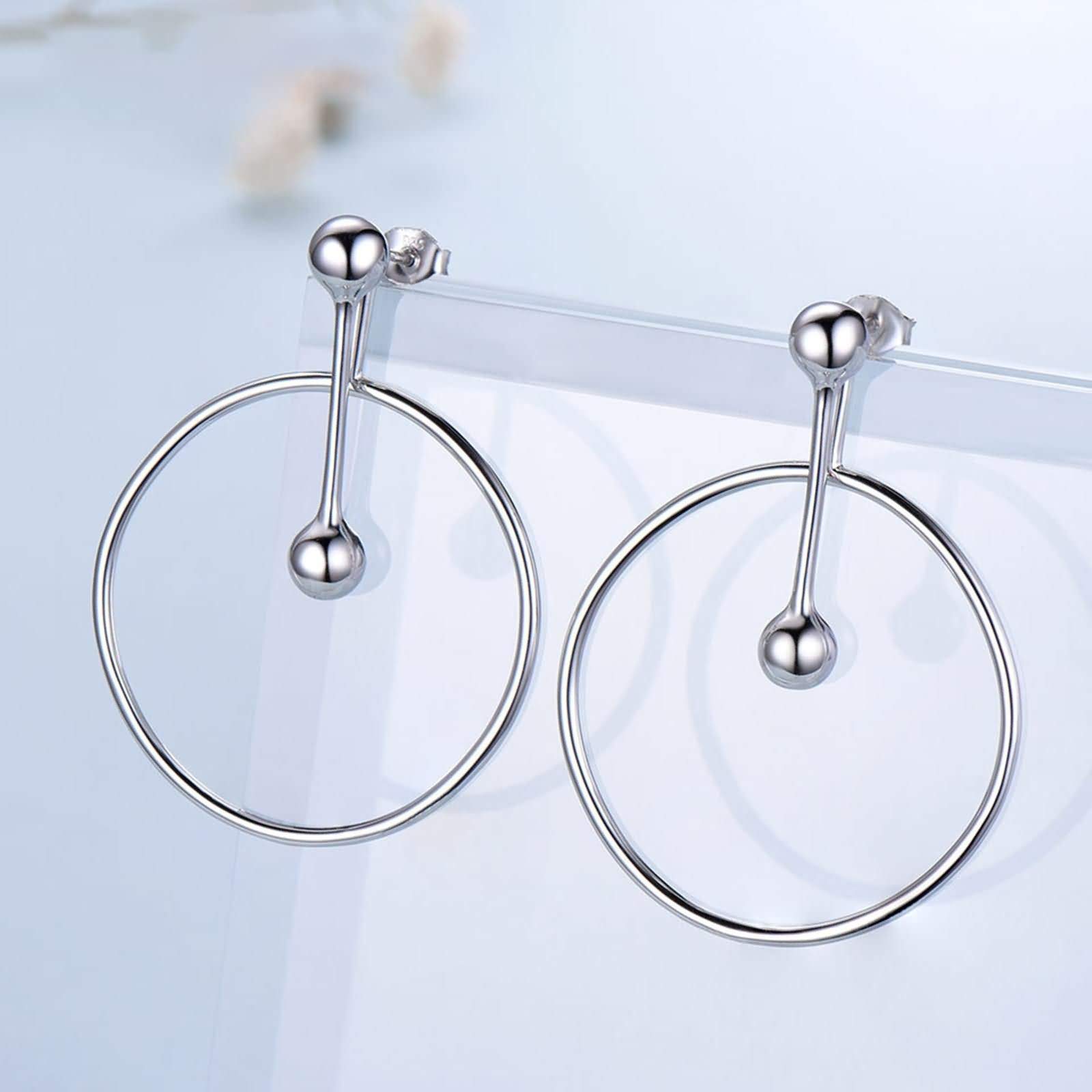 Daesar 925 Sterling Silver Dangle Drop Earrings for Women - Hypoallergenic Circle Hoop Earrings | Perfect for Parties, Weddings & Everyday Wear