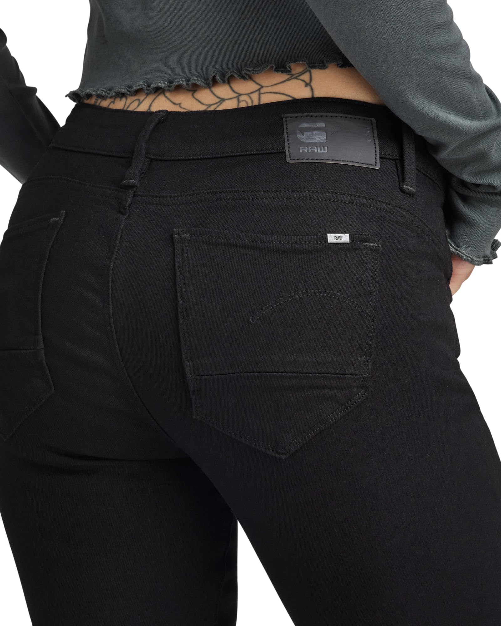 Arc 3D Mid Rise Skinny Fit Jeans for Women - Pitch Black, 29W x 36L - Stretch Denim Pants for Casual Wear, Office & Night Out
