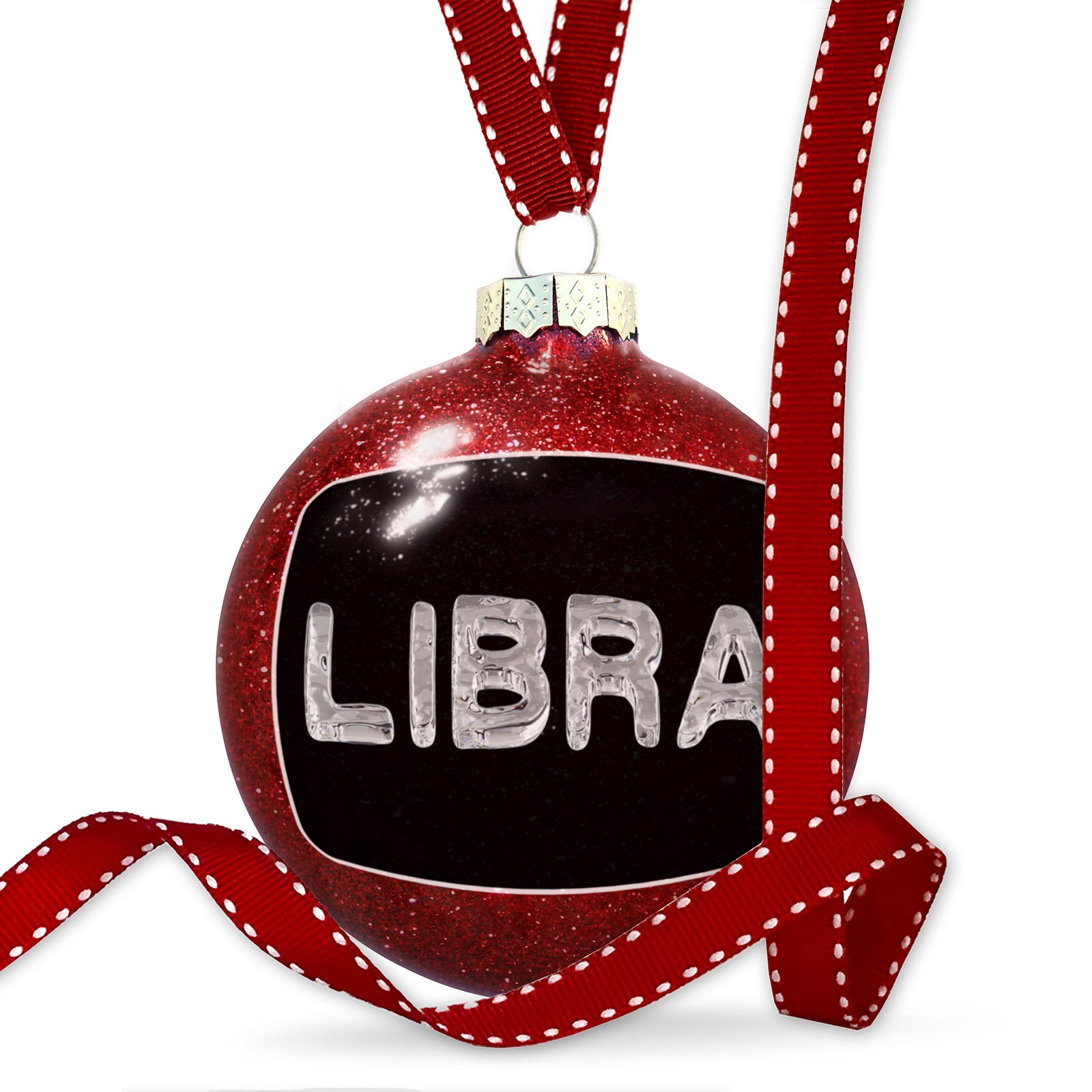 Libra Zodiac Clear Ice Cube Christmas Ornament - Elegant Black Holiday Decoration for Tree, Gift & Home Decor | Perfect for Astrology Lovers & Christmas Party Decorations