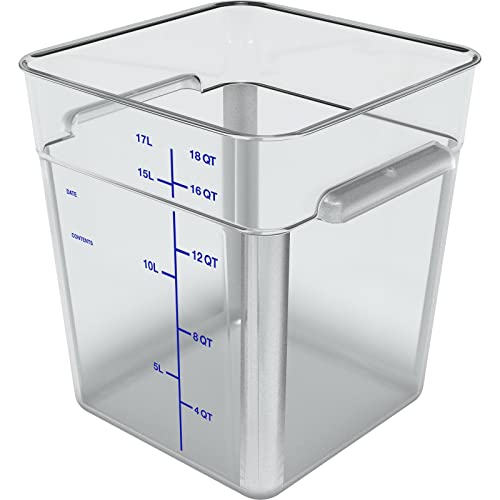 Carlisle 18 qt Clear Polycarbonate Food Storage Container - Durable, BPA-Free Square Food Pan for Commercial Kitchens, Restaurants & Catering