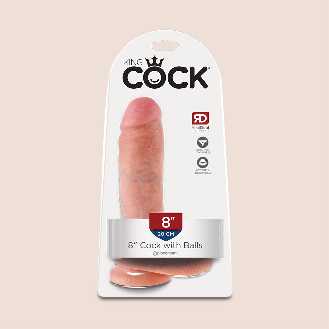 Ultra Realistic 8 Inch Dildo with Balls - Lifelike King Cock Adult Toy for Solo Play & Couples Use - Perfect for BDSM, Roleplay & Spicing Up Your Sex Life