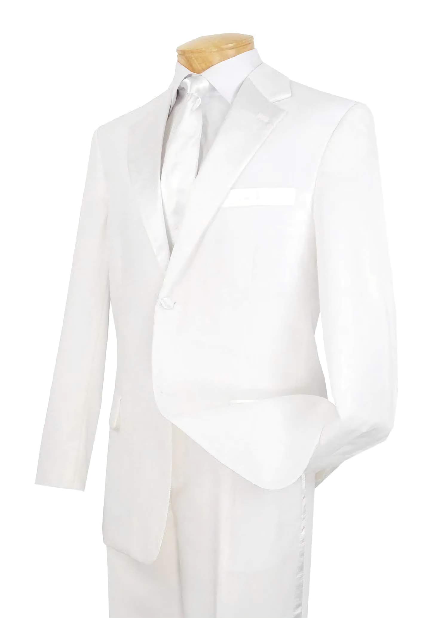 Royale Collection Men's Classic Regular Fit 2-Piece White Tuxedo Suit for Weddings, Prom & Formal Events