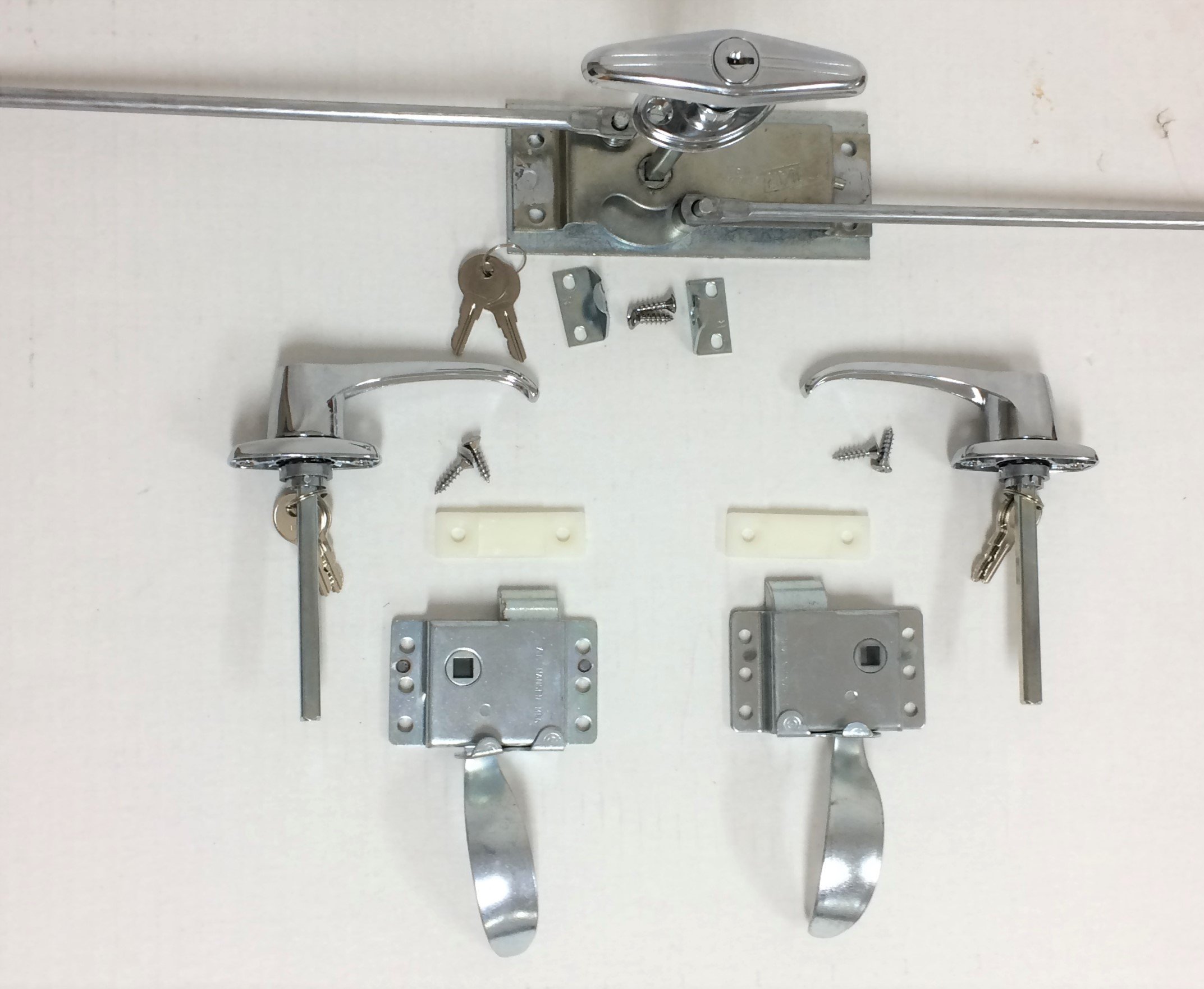 Vintage Technologies 2 Position Galley Latch Kit & Front Locking Door Handle Kit DL23 - Marine & RV Cabinet Hardware for Secure Storage