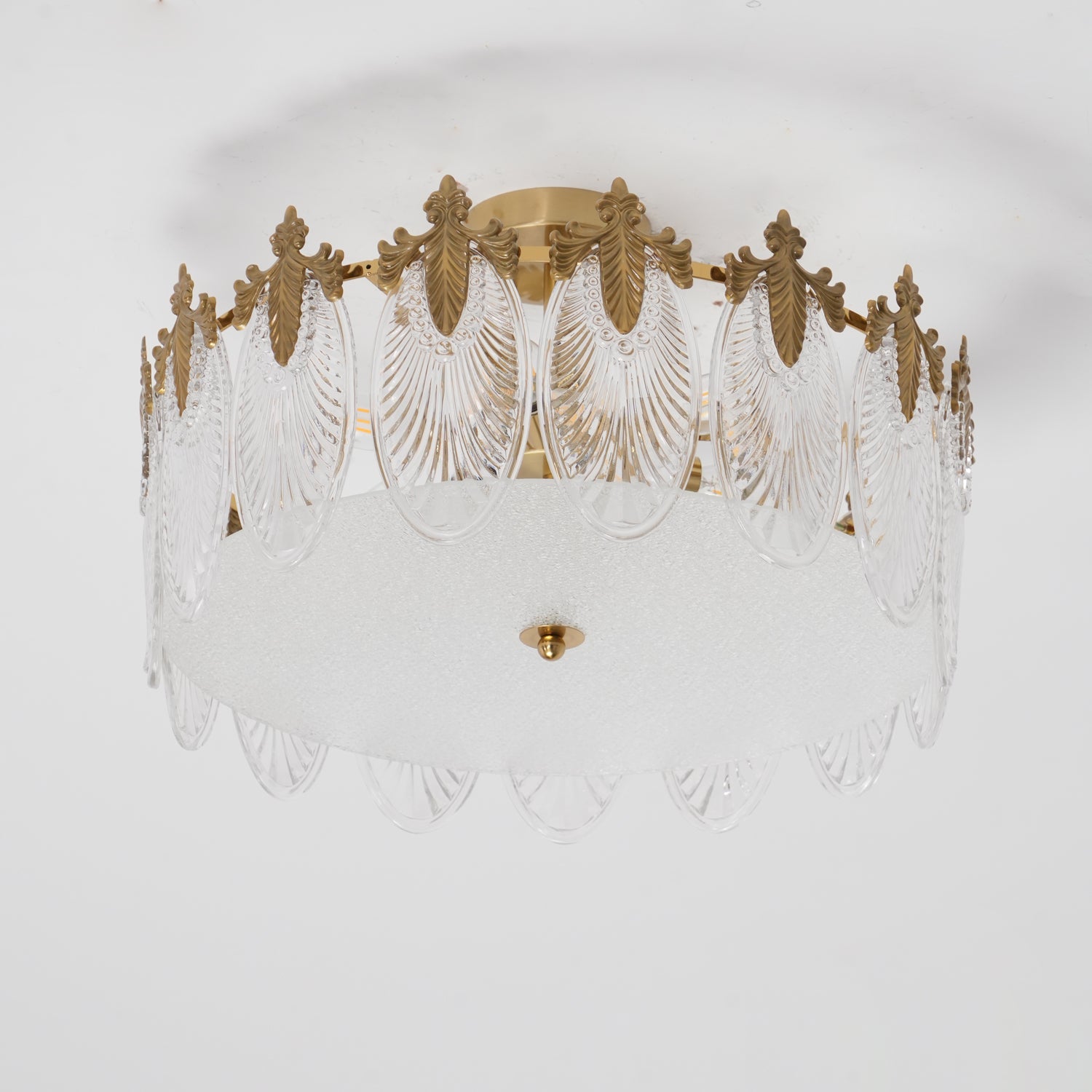 Elegant Decorative Pattern Glass Round Chandelier - Modern Crystal Ceiling Light Fixture for Dining Room, Bedroom, Living Room & Foyer Lighting
