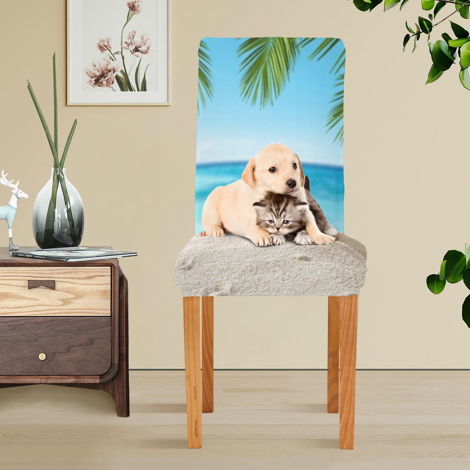 ALAZA Stretch Dining Room Chair Covers - Washable Parson Chair Slipcovers for Kitchen, Ceremony & Beach Themed Decor | Perfect for Summer Entertaining & Coastal Home Design