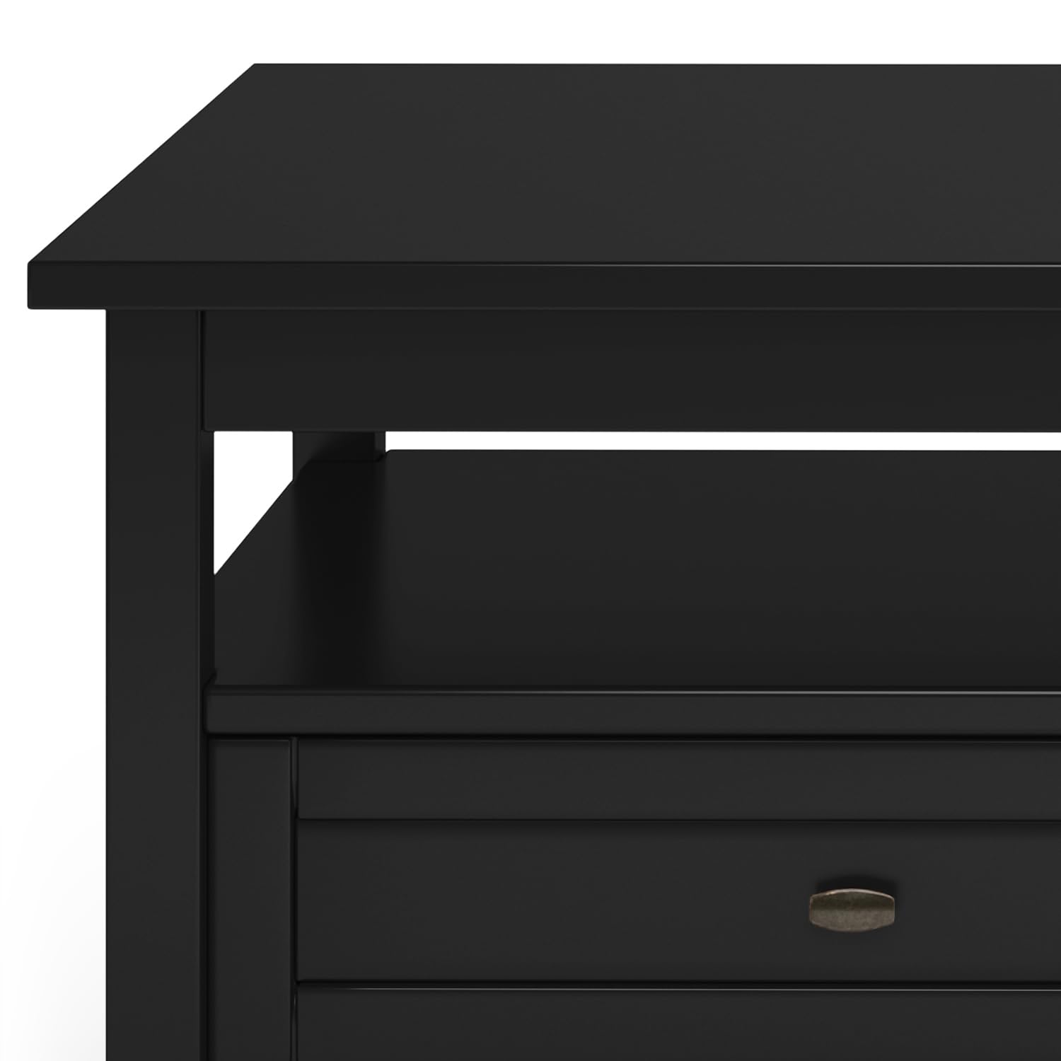 SIMPLIHOME 48 Inch Wide Solid Wood Transitional Coffee Table in Black - Warm Shaker Style Rectangle Design for Living Room, Family Room & Home Decor