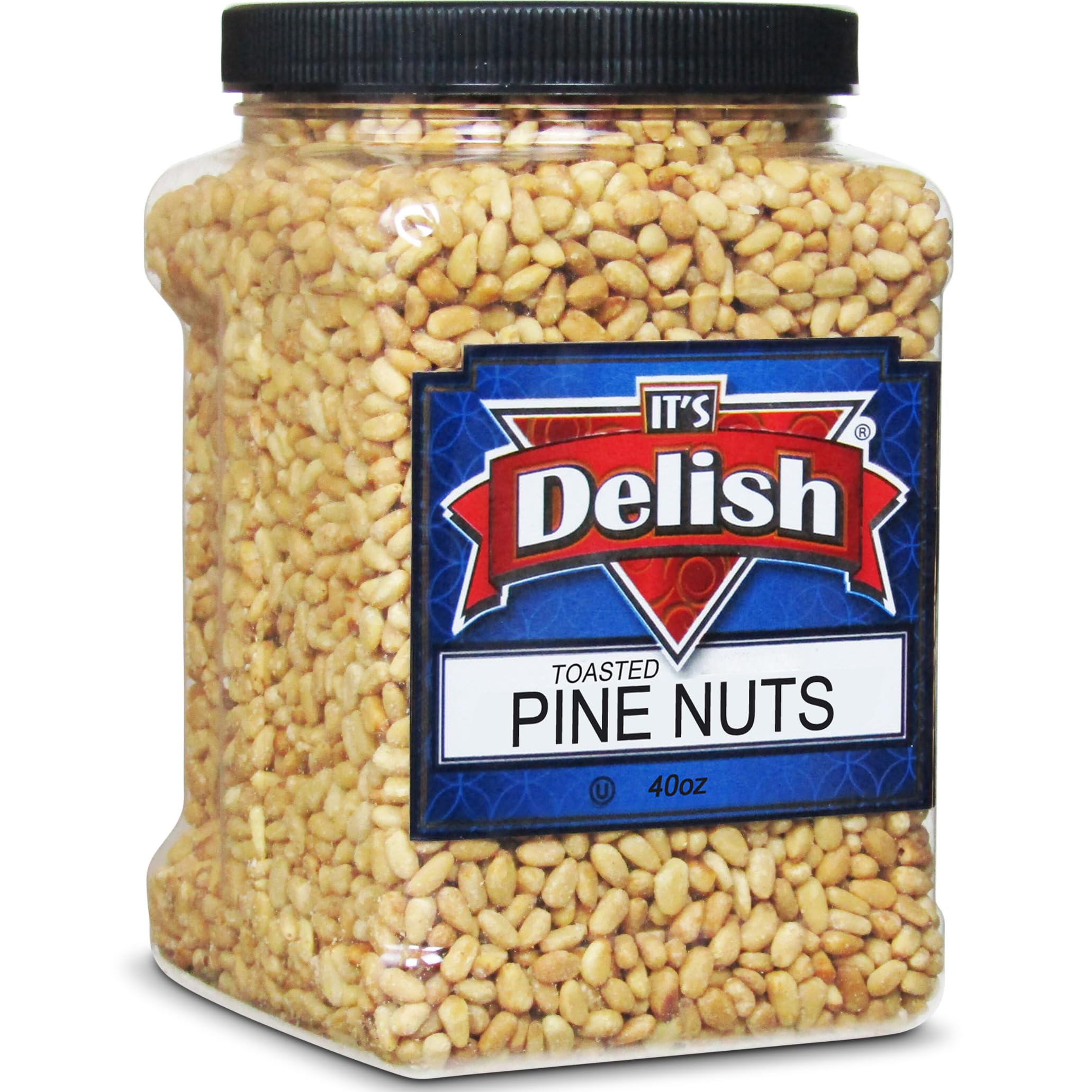 Premium Dry Roasted Pine Nuts by It's Delish - 40oz (2.5 lbs) Jumbo Size - Healthy Keto, Vegan & Kosher Snack - Perfect for Salads, Hummus, Granola, Ice Cream & Baking - Gourmet Pignolia Nuts for Cooking & Meal Prep