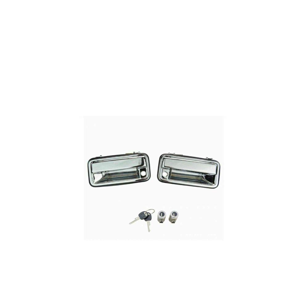 GQDDHDS Chrome Front Exterior Door Handle with Lock Cylinder Kit for CK Trucks - Durable Replacement for Pickup Truck Doors, Easy Installation & Weather Resistant