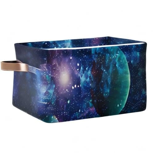 AUUXVA Collapsible Storage Bins with Handles - Large Rectangular Fabric Storage Cubes for Toys, Clothes & Home Organization | Space-Themed Galaxy Design for Nursery, Bedroom, Office & Closet