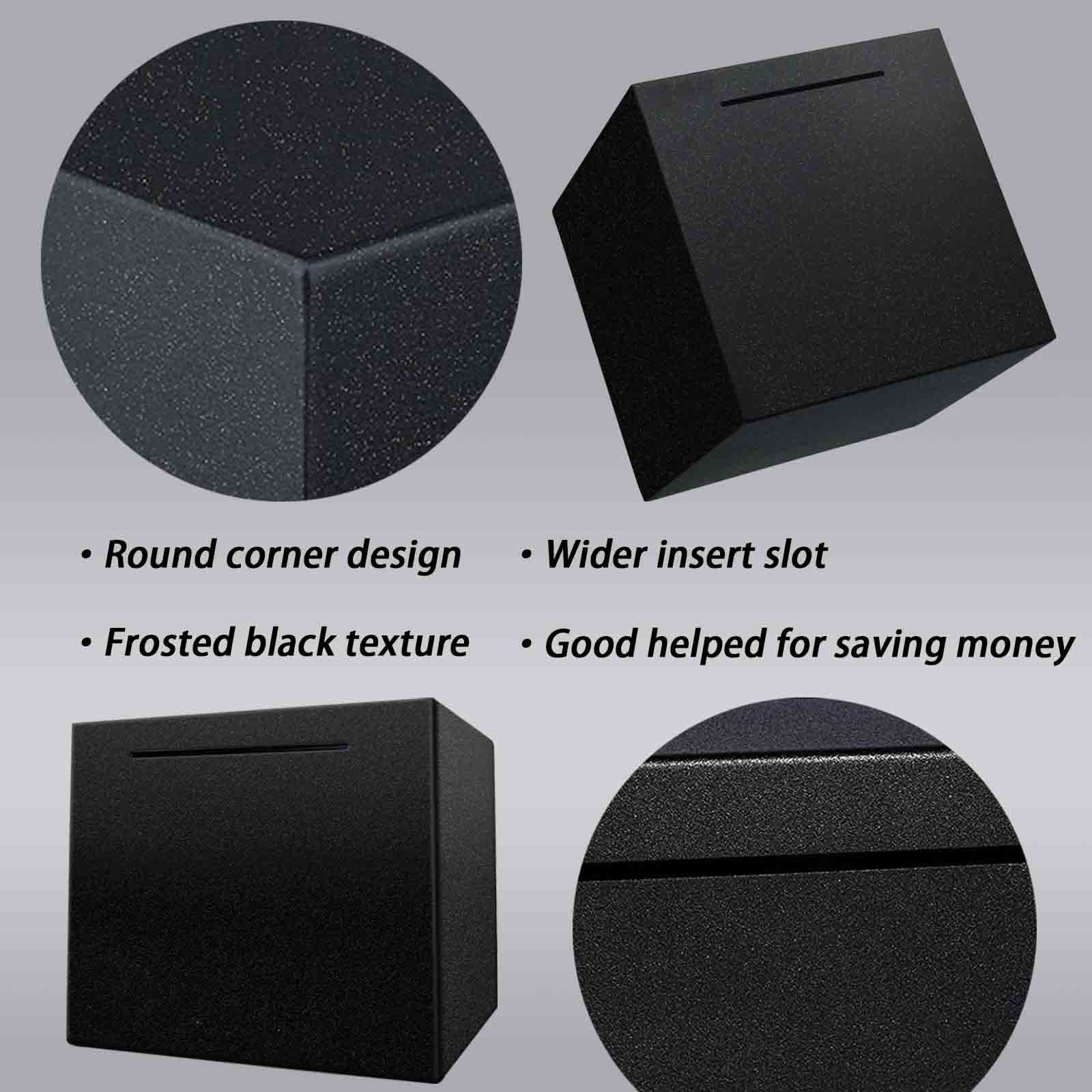 Stainless Steel Piggy Bank for Adults & Kids - 5.9 Inch Black Money Saving Box with Lock, Cash Coin Jar for Home Office Savings (PBB5.9) - Perfect for Birthday Gifts, Allowance Tracking & Financial Education