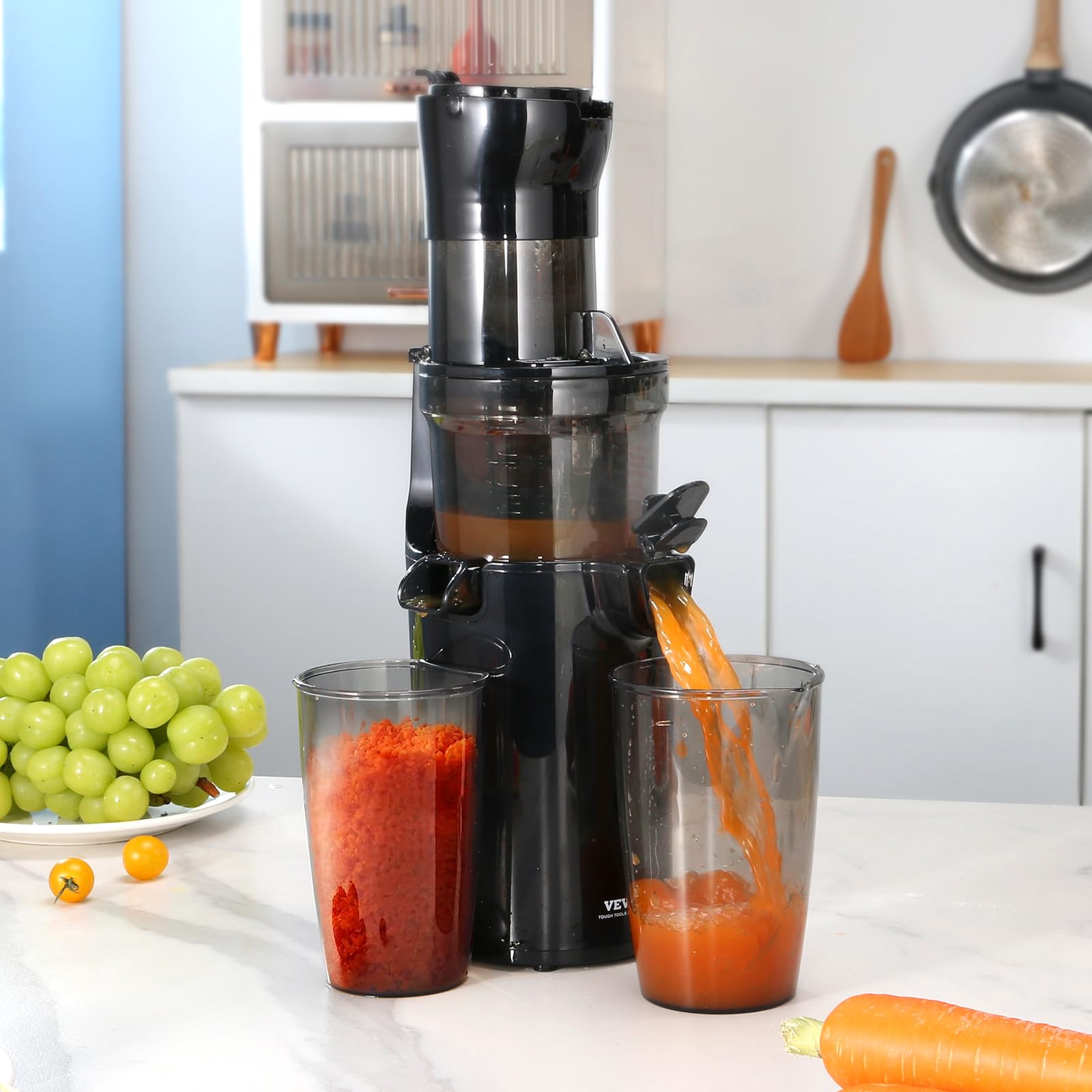 VEVOR Slow Masticating Juicer - Cold Press Juicer Machine with High Juice Yield, Easy to Clean with Brush - Perfect for Fruits, Vegetables, Wheatgrass & Healthy Juicing at Home, Gym or Office