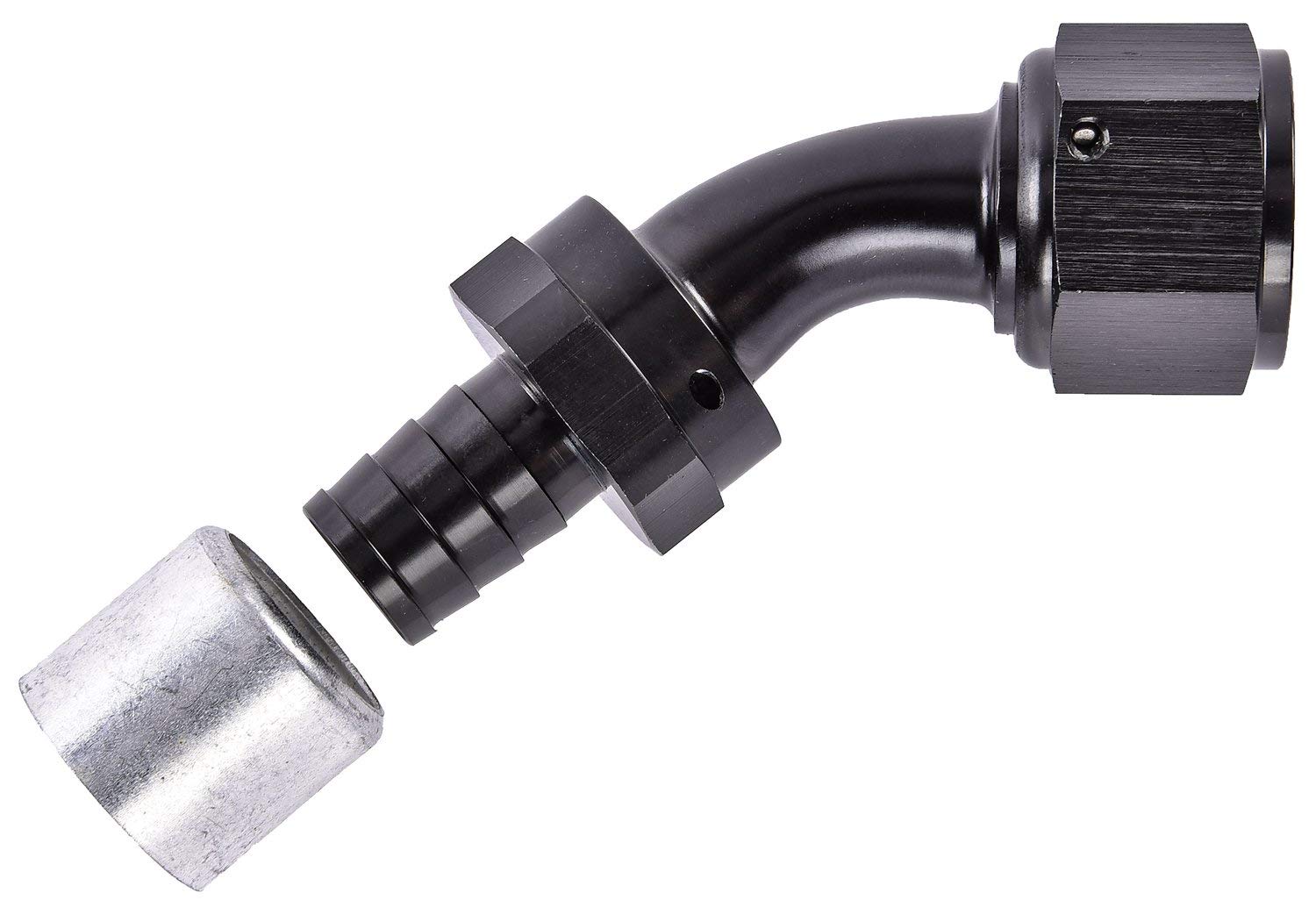 JEGS 121012 45 Degree -12 AN Crimp-On Hose End Fitting - High Performance Fuel & Oil Hose Connector for Racing, Automotive & Marine Applications