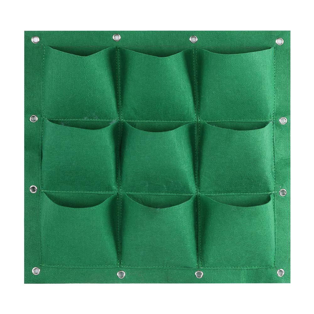 Atyhao 9 Pocket Hanging Planter Bags - Vertical Wall Garden Plant Grow Bags for Indoor/Outdoor Greening (Green) - Perfect for Balcony, Patio, and Small Space Gardening