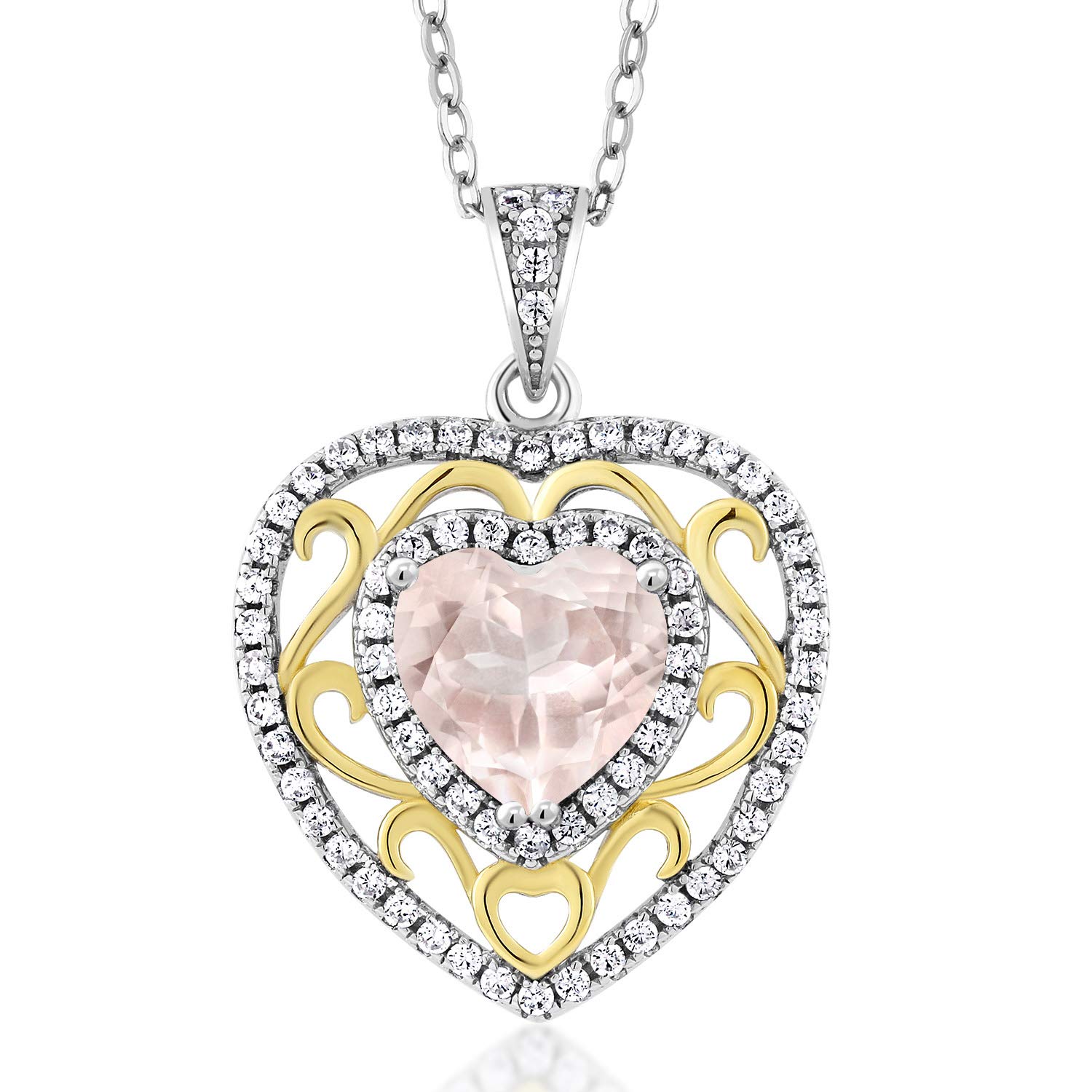 2.64 Ct Heart-Shaped Rose Quartz Pendant in 925 Sterling Silver - Gem Stone King | Elegant Jewelry for Valentine's Day, Anniversary & Romantic Gifts