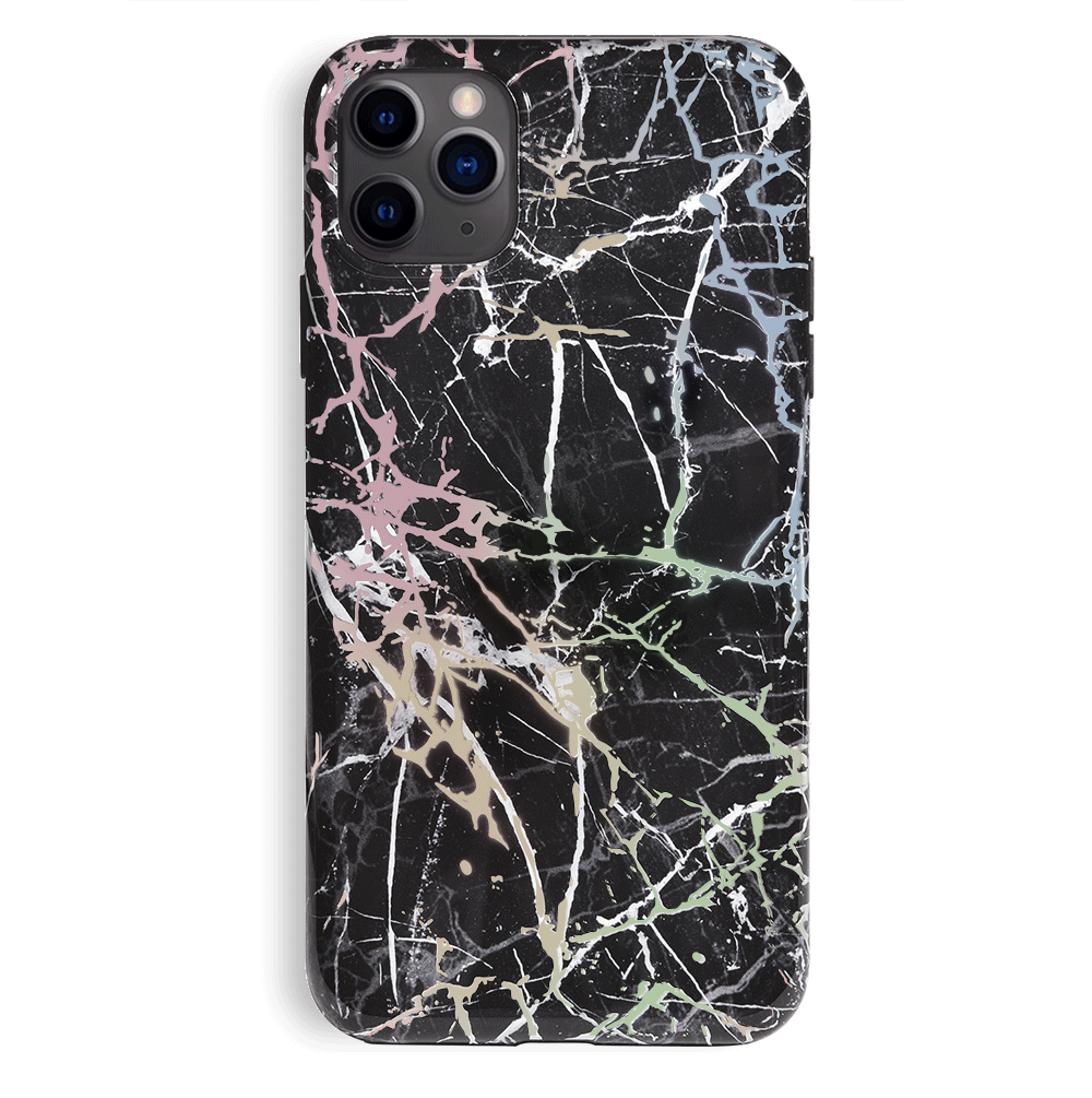 Holo Black Marble iPhone Case - Premium Protective Cover with Glitter & Shimmer | Trendy Phone Case for iPhone 13/14/15 Pro Max | Perfect for Everyday Use, Parties & Gifting