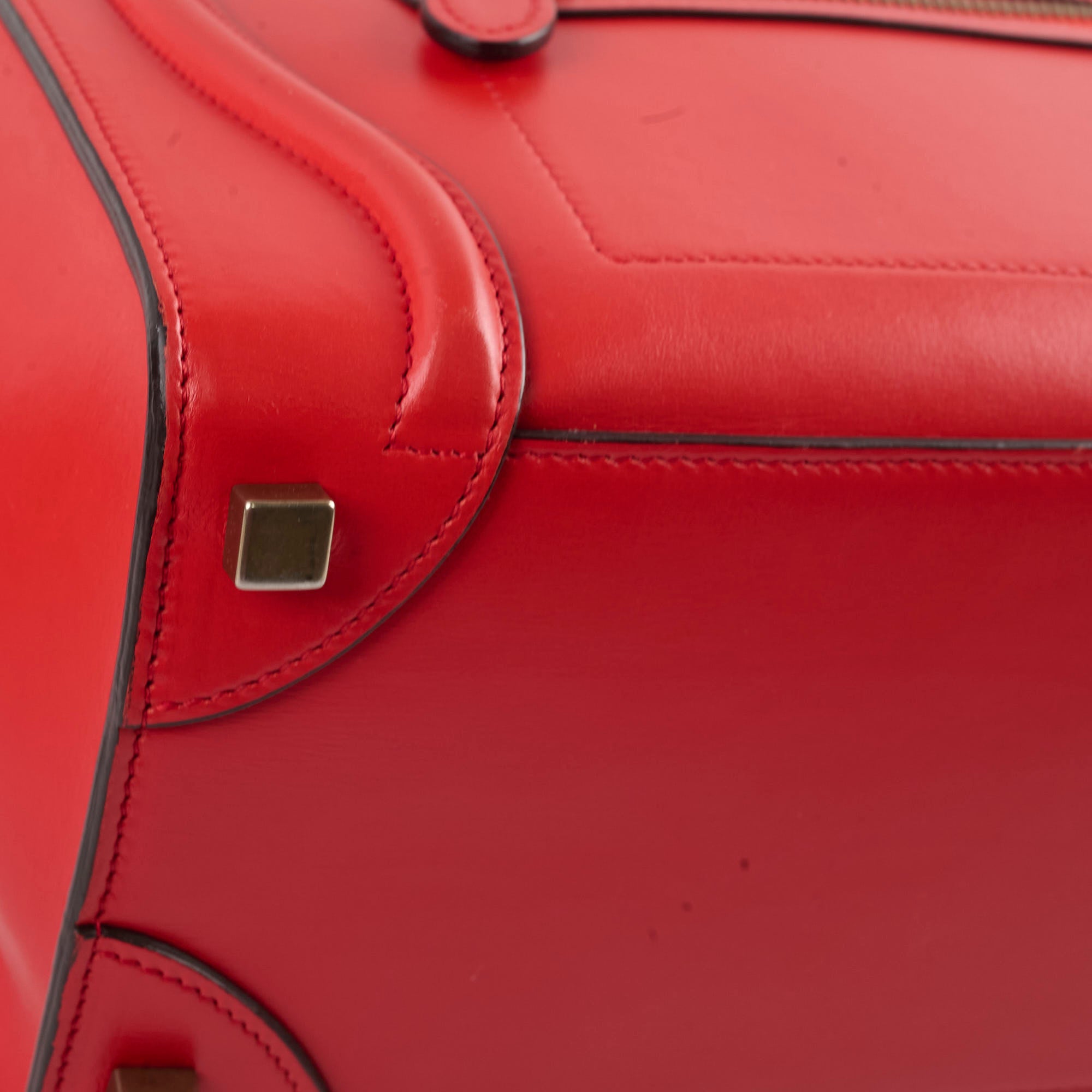 Celine Luggage Micro Handbag in Red | Genuine Leather Crossbody Bag for Women | Perfect for Work, Travel & Everyday Use
