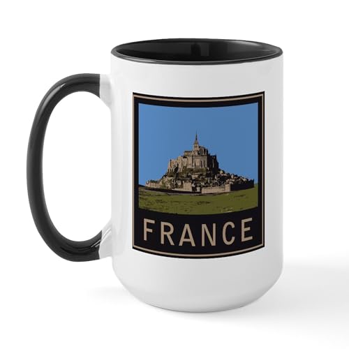 White/Black Inside - France Mont St. Michel Large Mug