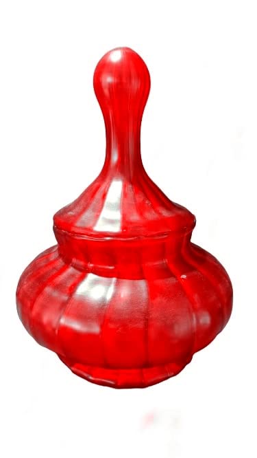 Glass Candy Jar with Lid - Airtight Food Storage Container for Cookies, Coffee, Sugar & Overnight Oats - Frost Red Candy Dish & Dispenser - Perfect for Kitchen Countertop, Pantry Organization & Party Serving