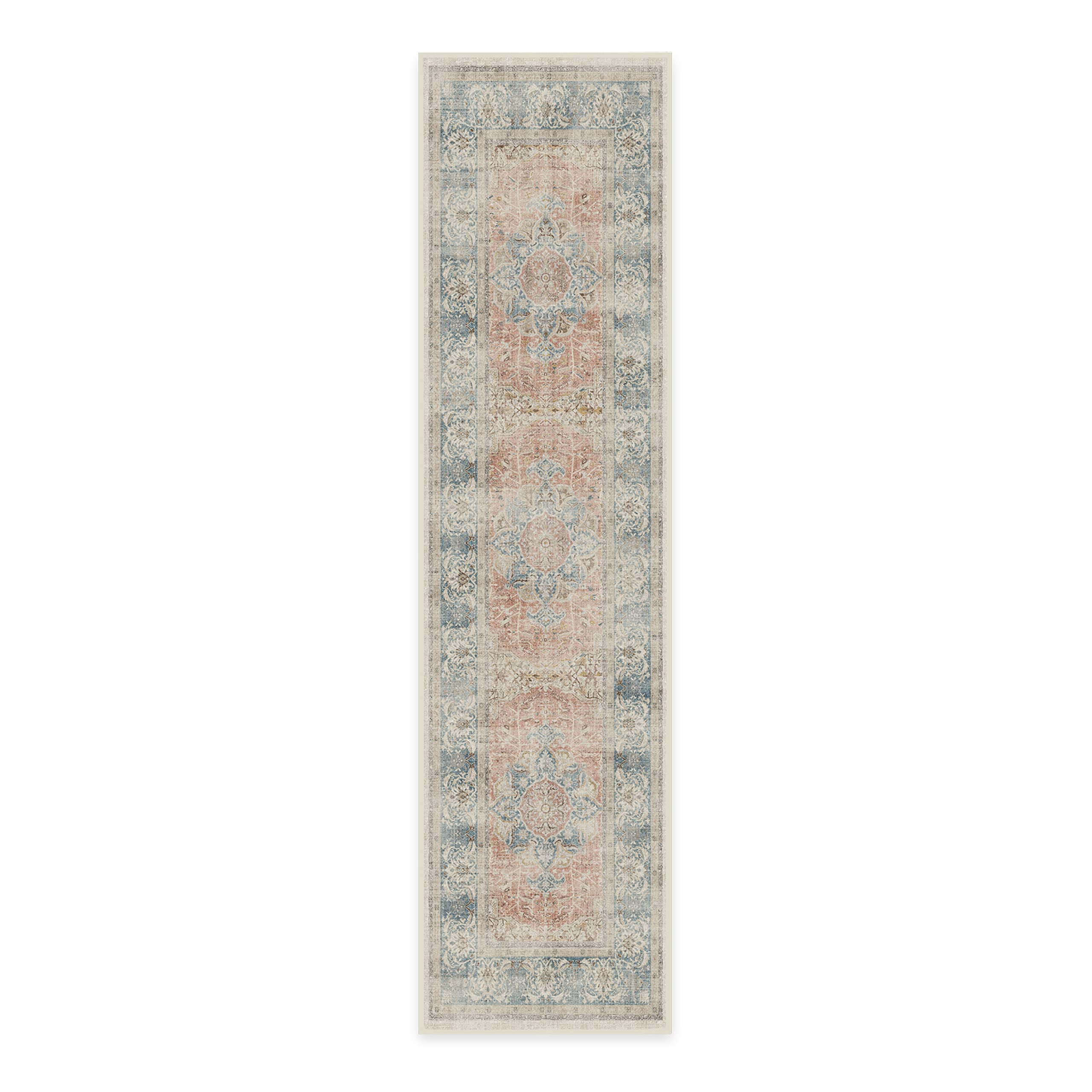 Ruggable Washable 2x10 Runner Rug - Sarrah Coral | Non-Slip Premium Hallway, Kitchen, Entryway Rug | Machine Washable Runner for Living Room, Bedroom, Office | Perfect for High Traffic Areas & Pet-Friendly Homes
