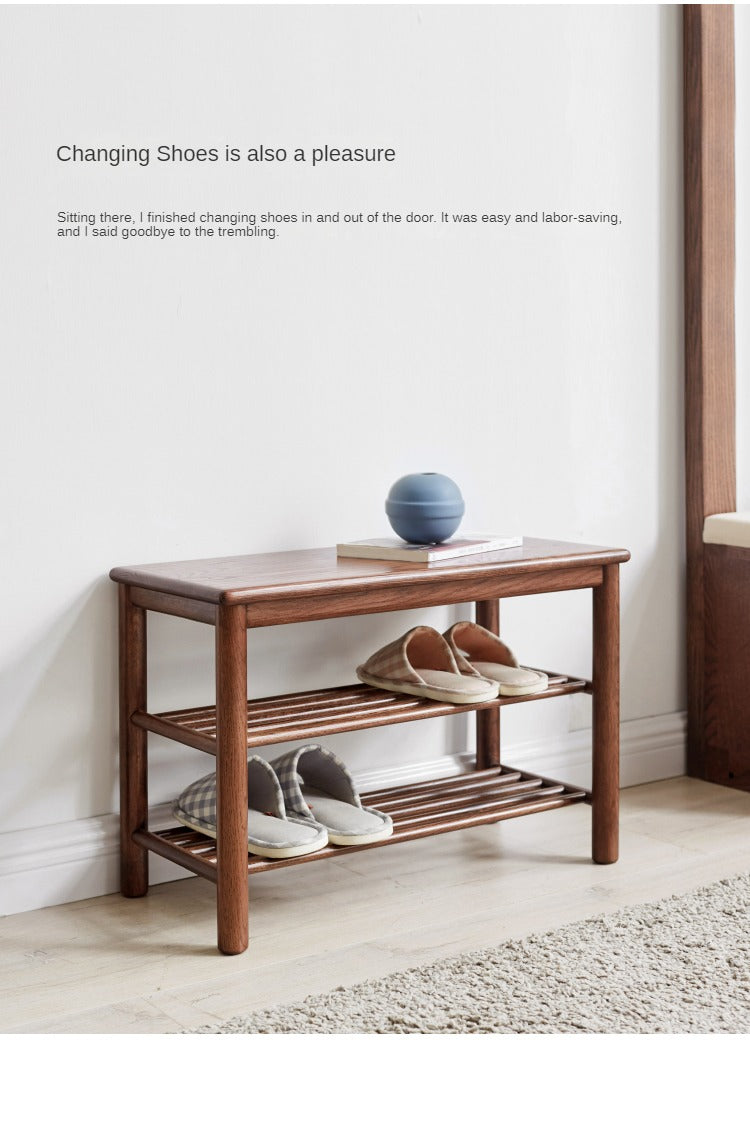 Solid Oak Wood Shoe Storage Bench with Seat | Entryway Organizer for Shoes, Boots & Accessories | Perfect for Hallway, Mudroom & Bedroom Storage