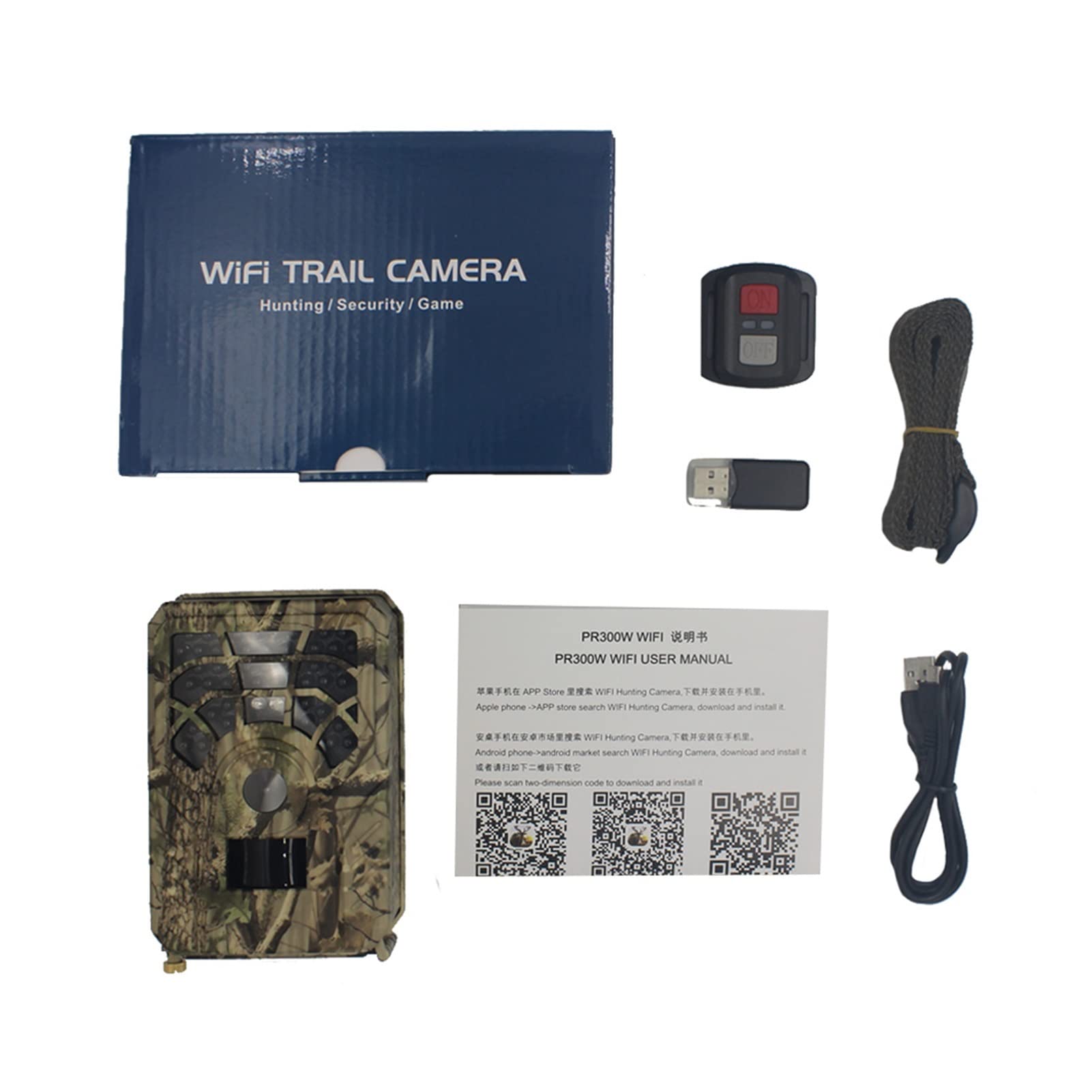 M5RU Infrared Outdoor Hunting Camera PR-300A - 5MP 1080p HD Wildlife Trail Camera with Night Vision, 120° Wide Angle, Field Tracking & Photo Trap (Light Grey) - Perfect for Hunting, Wildlife Monitoring, and Outdoor Security Surveillance
