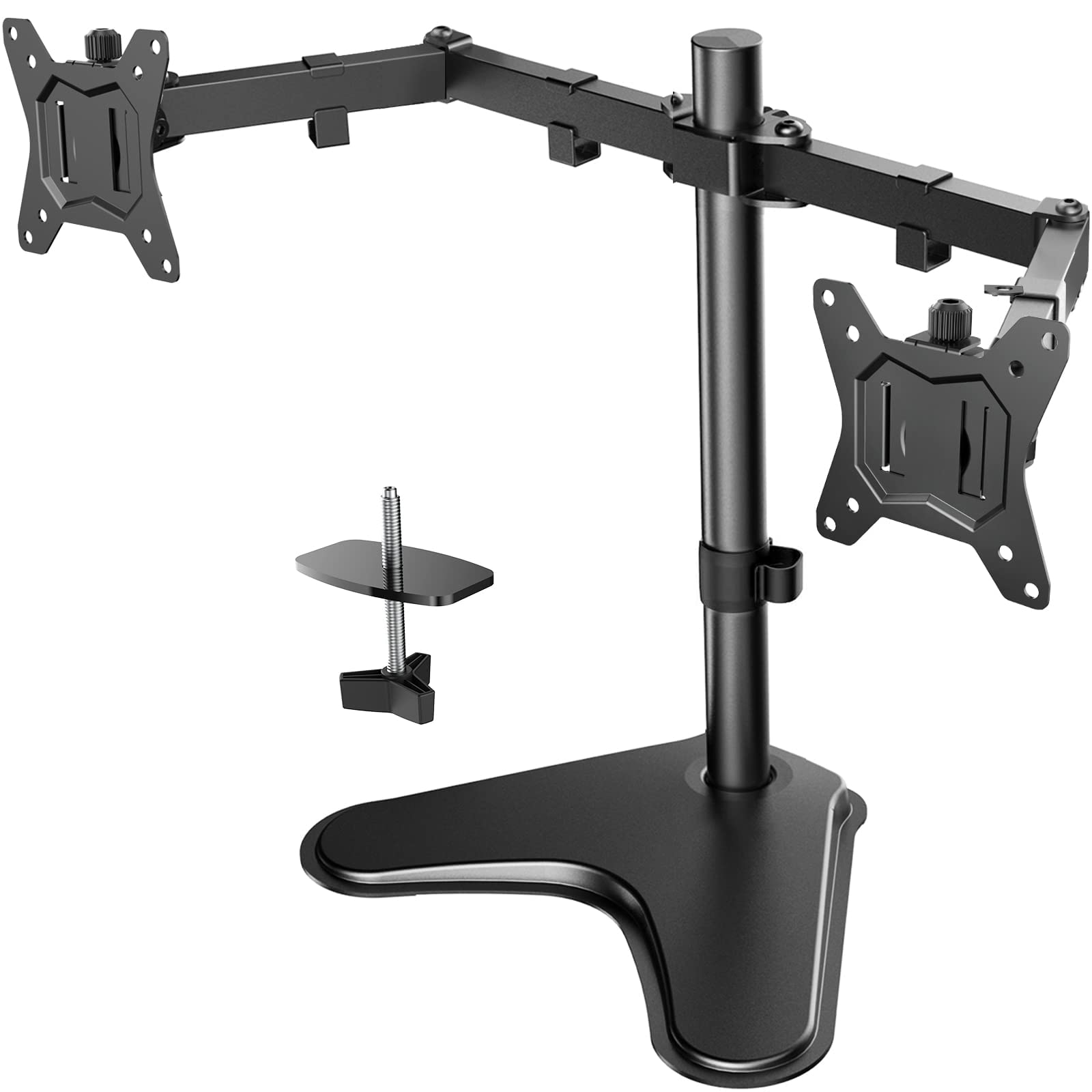 HUANUO Dual Monitor Stand for 13-32 Inch Screens with Heavy-Duty Base & Single Monitor Arm for 22-35 Inch Ultrawide - Perfect for Home Office, Gaming Setup, and Workspace Organization