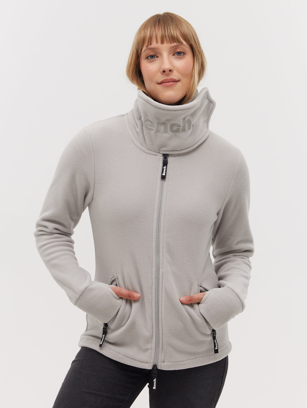 Microfleece Wrap Neck Zip Up Jacket for Women - Cozy Winter Outerwear for Hiking, Running & Outdoor Activities