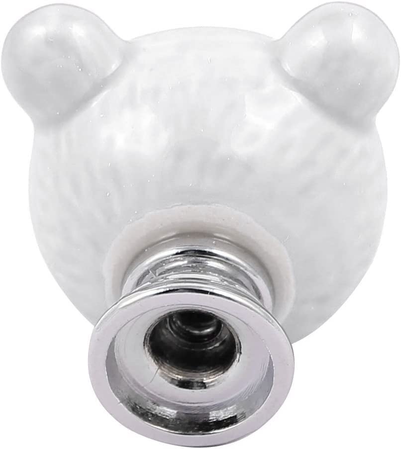 Bear Shaped Ceramic Cabinet Handles - White Drawer & Wardrobe Pulls (2 Pack) - Perfect for Kitchen, Bathroom & Bedroom Furniture Upgrades