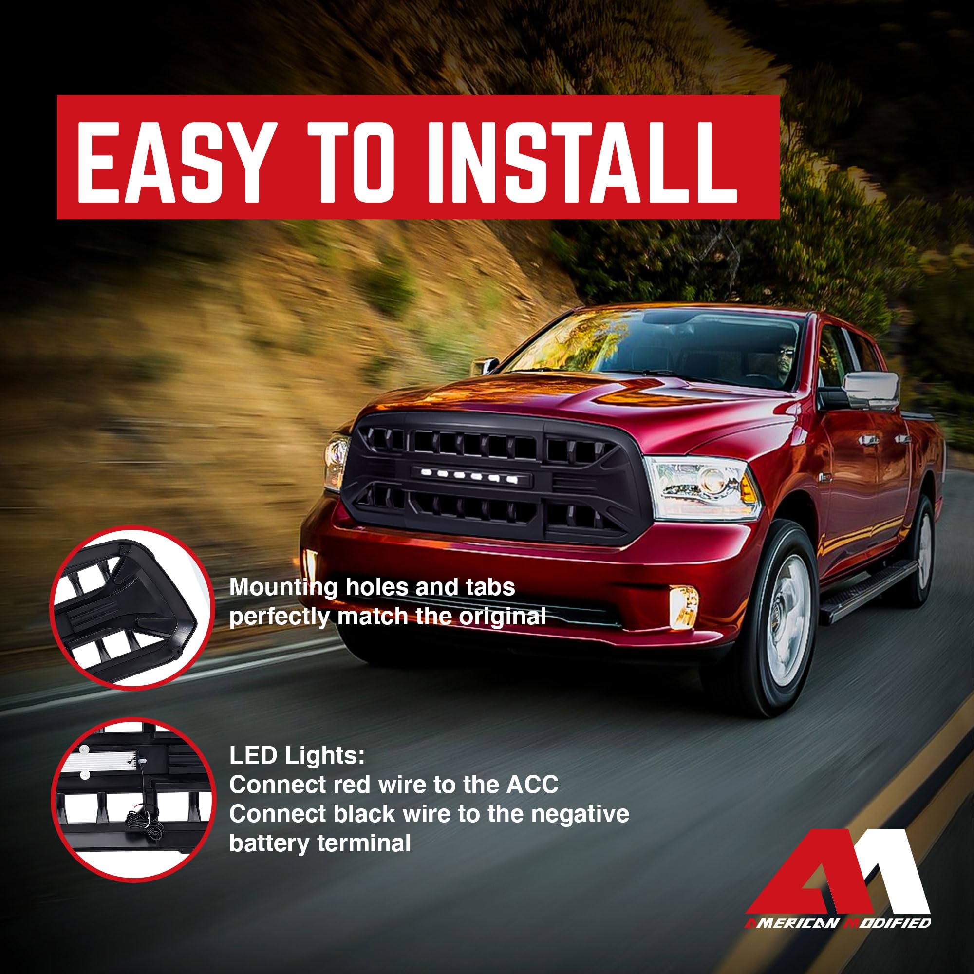 2013-2023 Dodge Ram 1500 & Ram 1500 Classic Off-Road Grille Guard with LED Lights | Heavy Duty Matte Black Front Bumper Protection | Perfect for Off-Roading, Truck Shows & Daily Driving