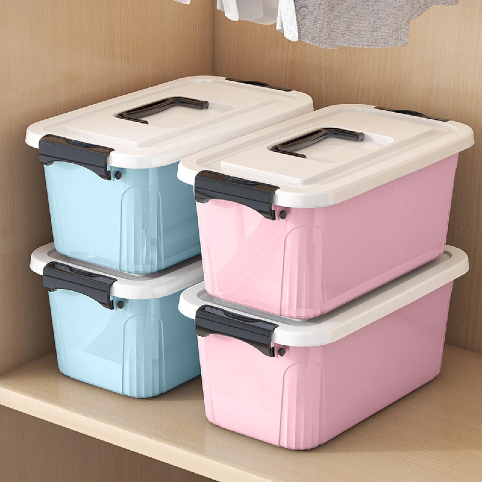 Stackable Plastic Storage Boxes - Durable & Portable Thick Plastic Containers for Clothes, Toys & Organizing | Perfect for Home, Office & Kids Room Storage