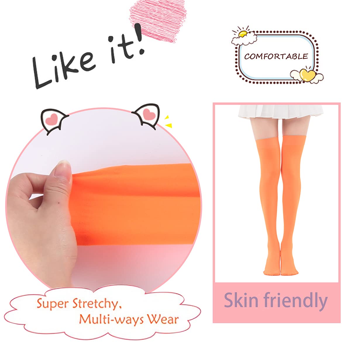 FELIZHOUSE Women's Extra Long Thigh High Socks - Over Knee High Boot Stockings for Women & Girls - Opaque Warm Winter Socks for Halloween Costumes, Cosplay & Everyday Fashion