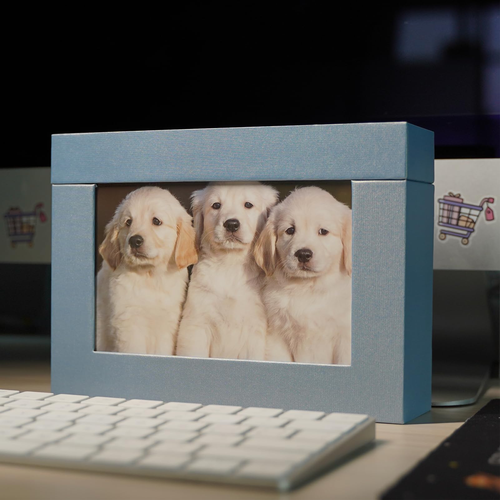 5x7 Cardboard Photo Storage Box - Organize Pictures, Family Photos & Postcards | Wedding Gift, Chocolate Gift Box | Perfect for Memory Keeping, Scrapbooking & Home Decor (Blue)
