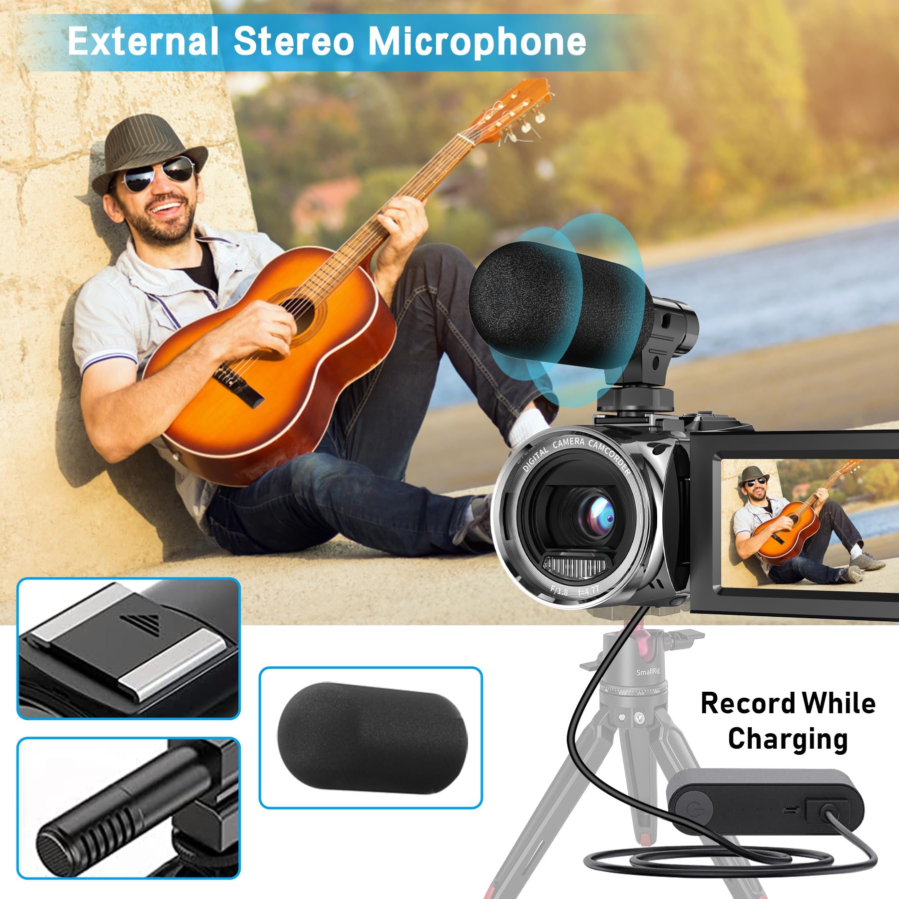 Vmotal 2.7K Camcorder with Flip Screen - for Kids, Beginners & Vlogging