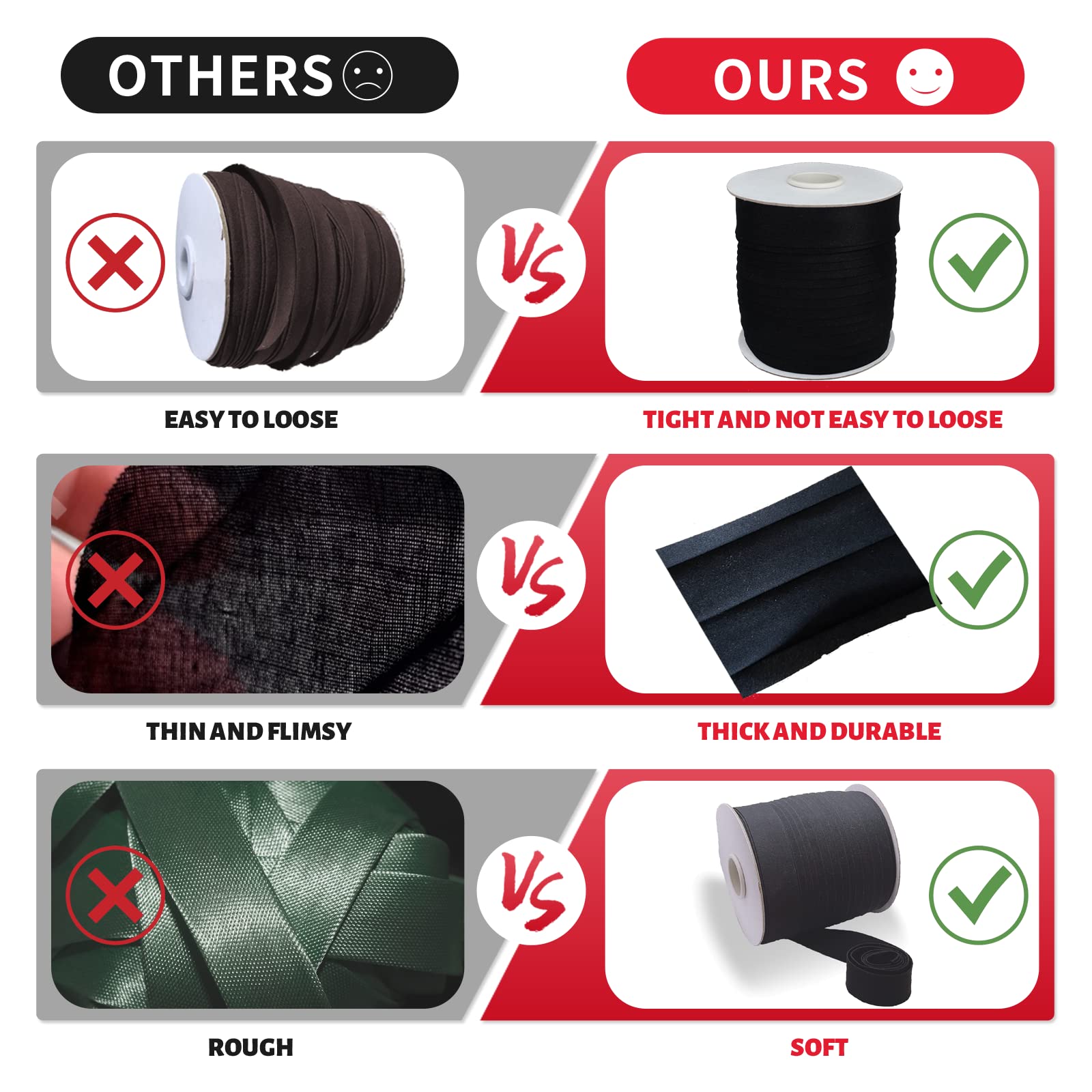 1 Inch Double Fold Bias Tape - 55 Yards Continuous Polyester Sewing Bias Binding for Quilting, Hemming & Apparel Crafts (Black, 25mm) - Perfect for DIY Garments, Home Decor & Fabric Projects