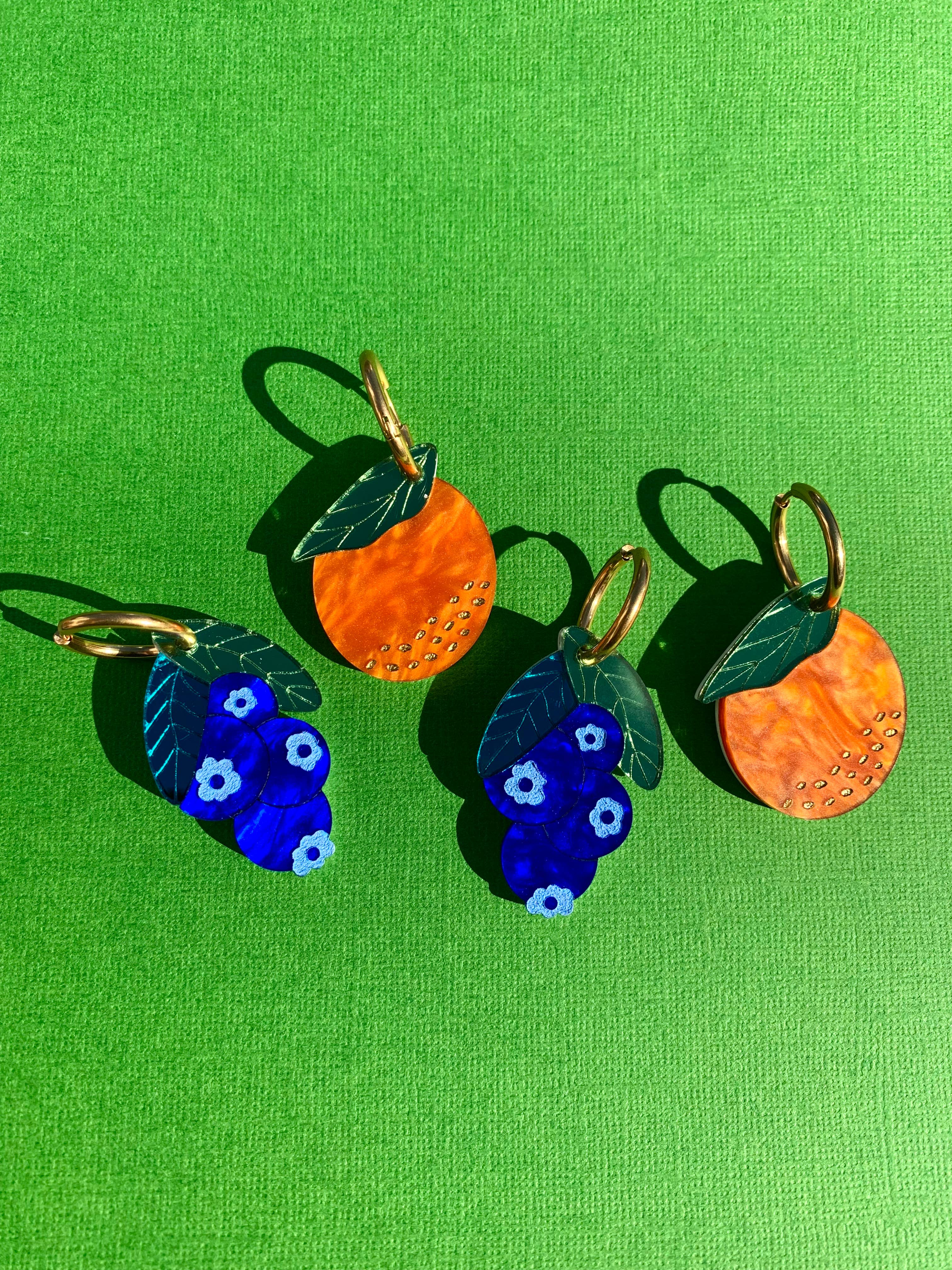 Blueberries Acrylic Earrings for Women - Cute Fruit Dangle Earrings, Lightweight & Hypoallergenic - Perfect for Summer, Parties & Everyday Wear