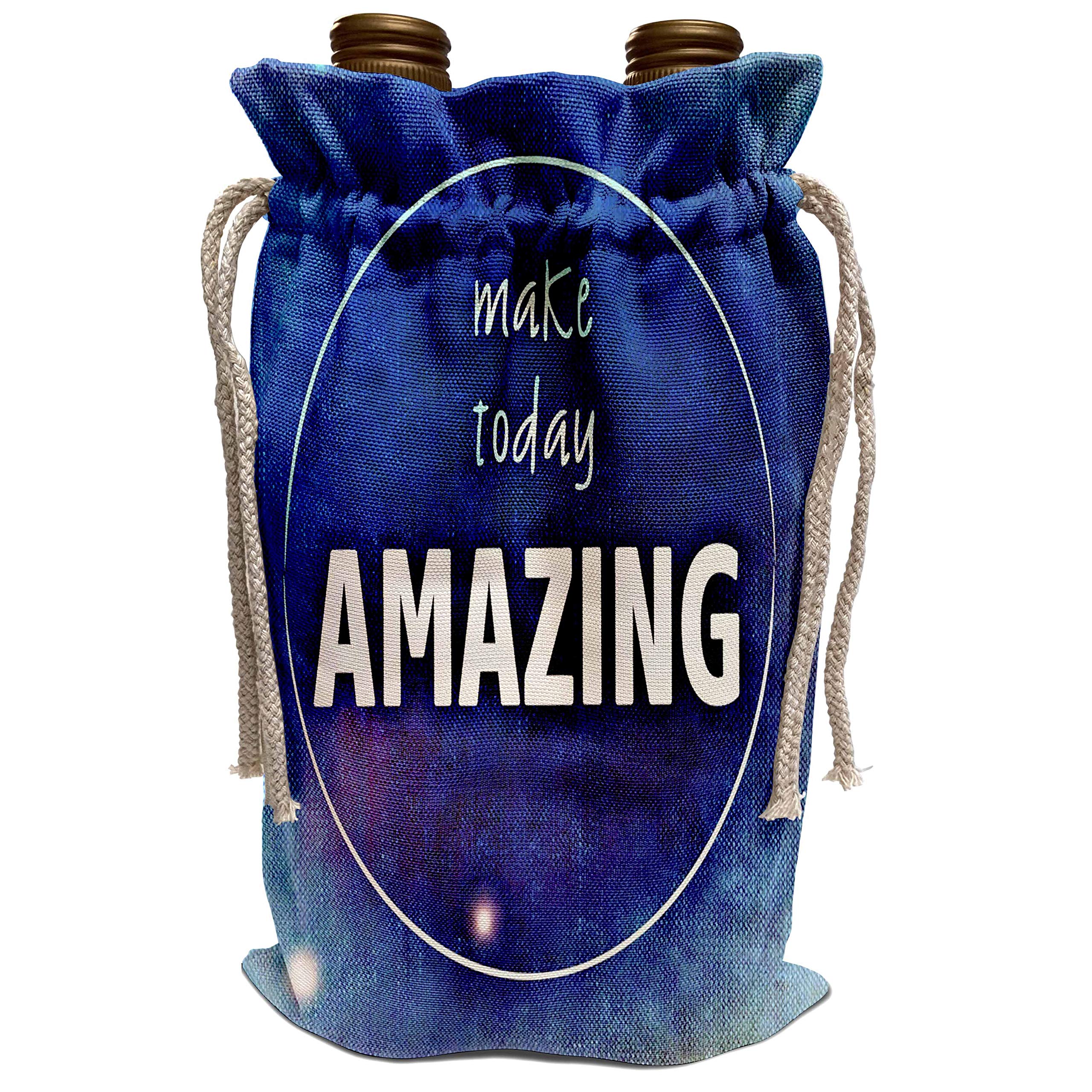3dRose AmansMall Inspirational Denim Blue Wine Bag - Motivational Typography 