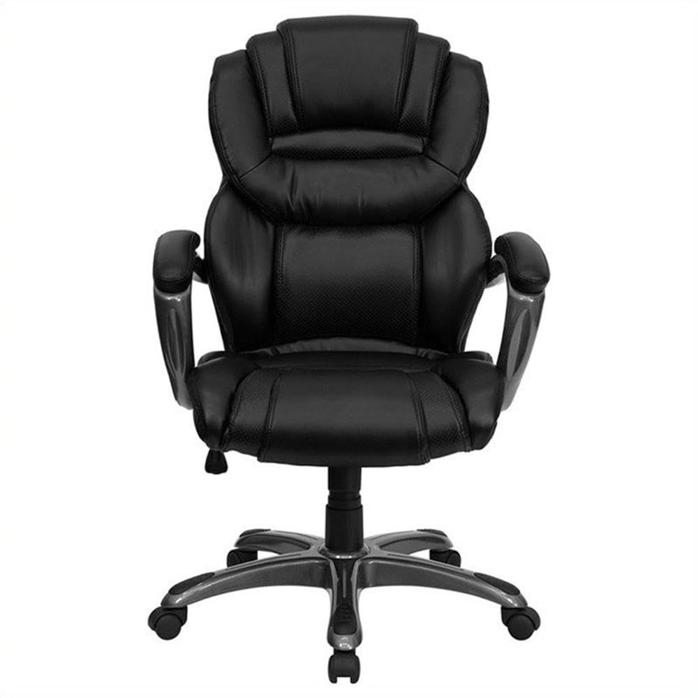 Premium High Back Office Chair with Leather Padded Loop Arms - Ergonomic Executive Desk Chair for Home & Office Workspaces, Long Hours Comfort