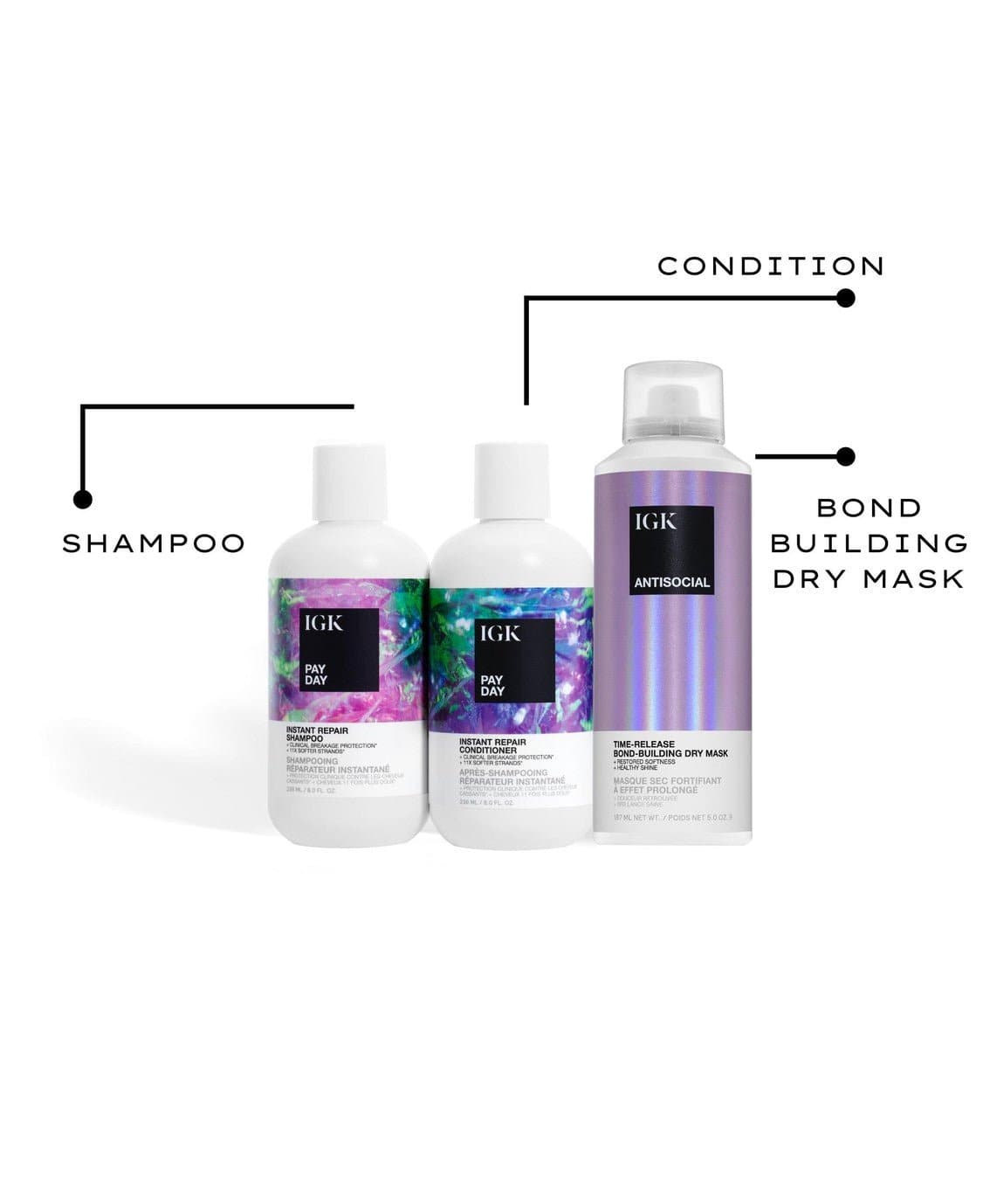 Bond Building Trio Repair System - Hair Strengthening Treatment for Damaged & Color-Treated Hair | Salon-Quality At-Home Care for Split Ends & Breakage