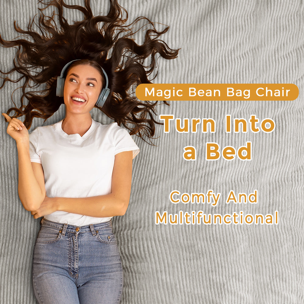 MAXYOYO Giant Bean Bag Bed - Corduroy Convertible Chair & Floor Mattress for Adults | Comfortable Lounge Chair & Guest Bed for Living Room, Bedroom & Dorm