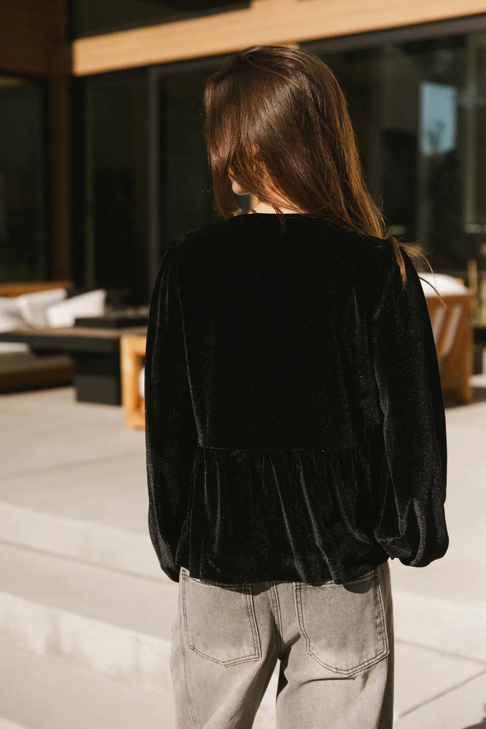 Lucie Peplum Tie Blouse in Black | Elegant Women's Fashion Top | Perfect for Office Wear & Evening Outfits